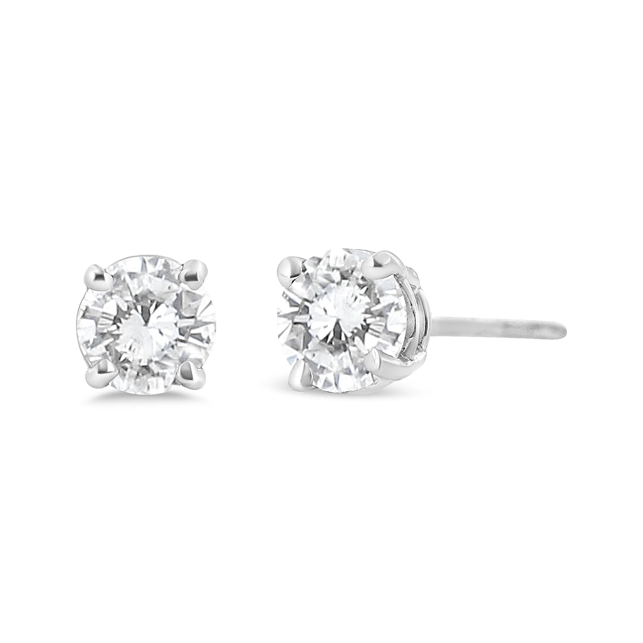 14K White Gold 3/4 Cttw Lab Grown Diamond 4-Prong Classic Stud Earrings (F-G Color, VS2-SI1 Clarity) - Image 6