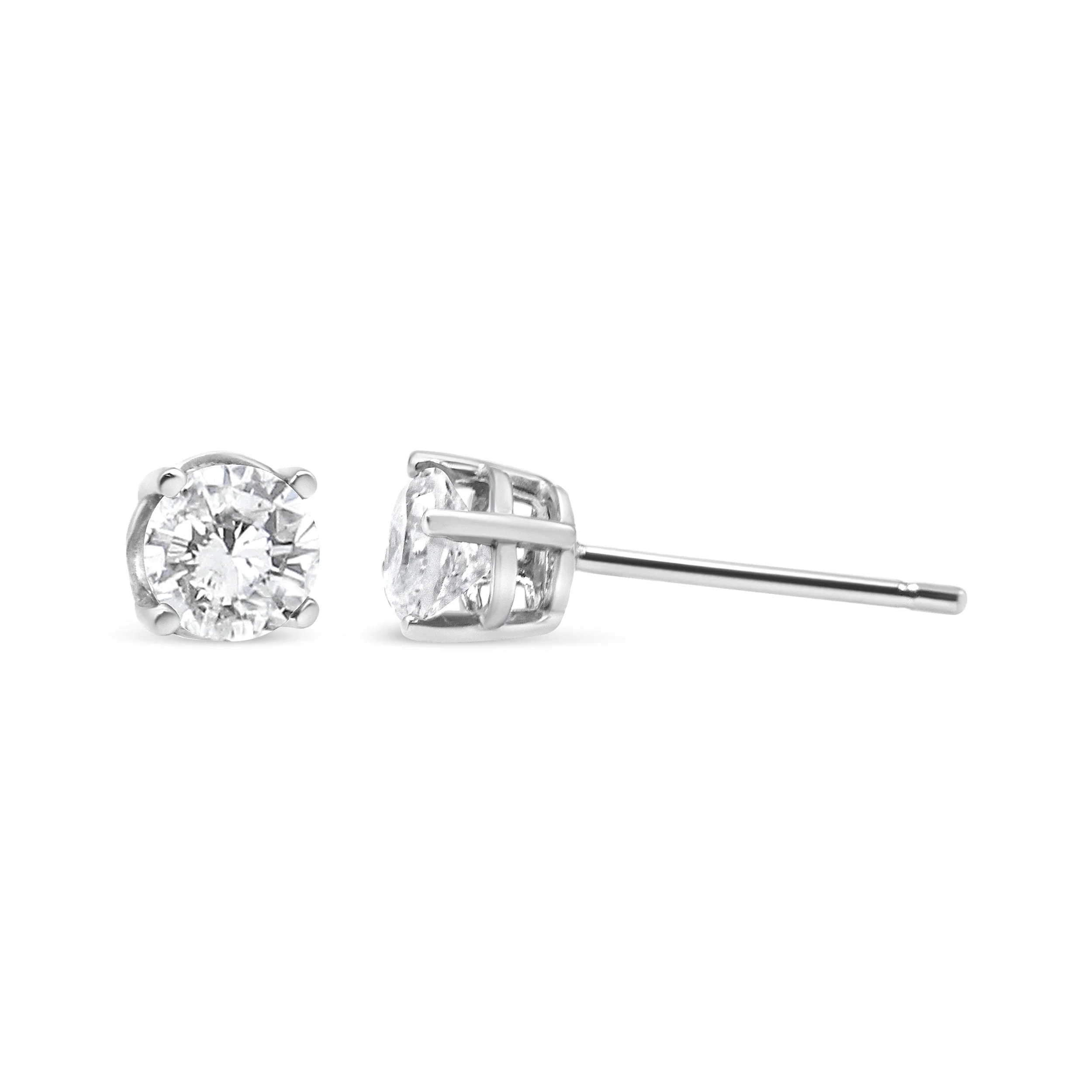 14K White Gold 3/4 Cttw Lab Grown Diamond 4-Prong Classic Stud Earrings (F-G Color, VS2-SI1 Clarity) - Image 7
