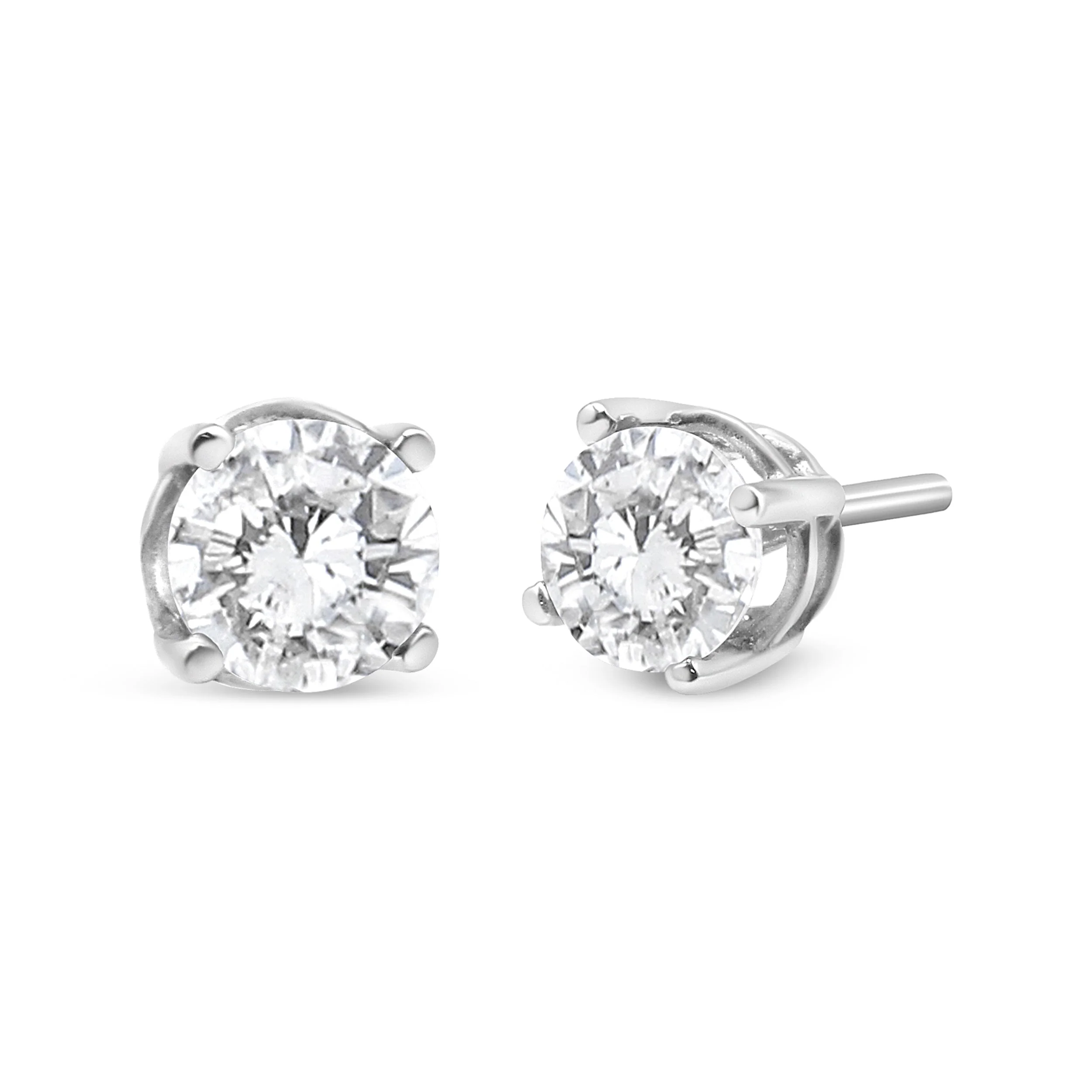 14K White Gold 3/4 Cttw Lab Grown Diamond 4-Prong Classic Stud Earrings (F-G Color, VS2-SI1 Clarity) - Image 8