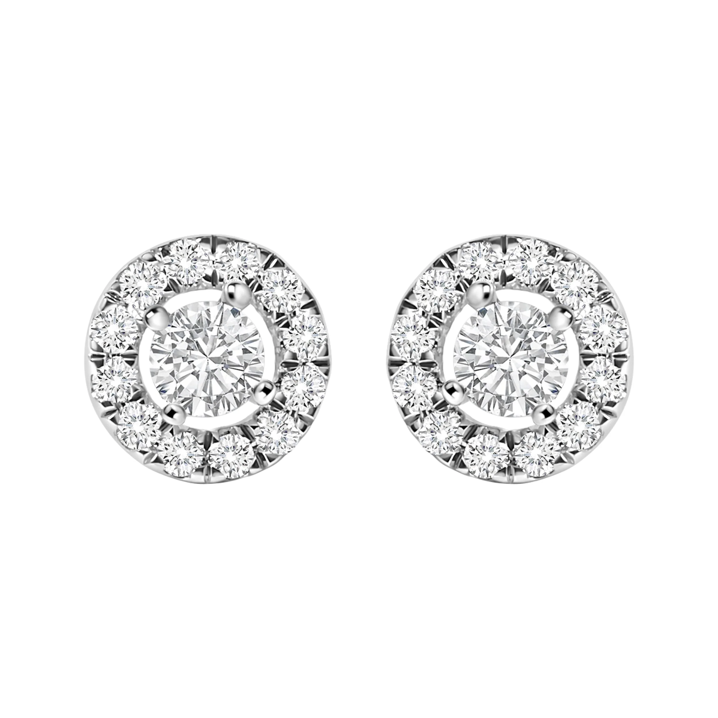 14K White Gold 3/4 Cttw Lab-Grown Diamond Floating Halo Stud Earring (F-G Color, VS1-VS2 Clarity) - Image 2
