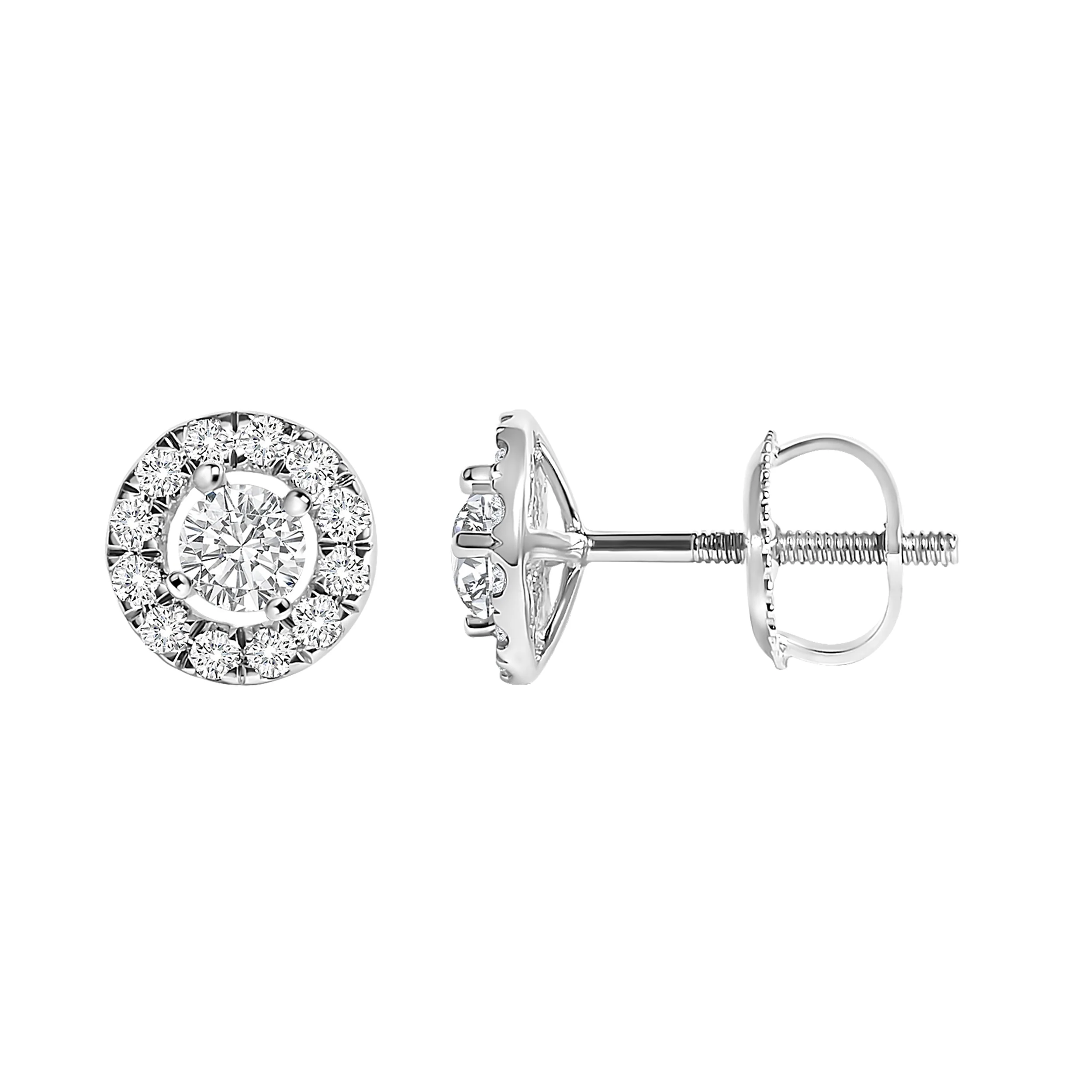 14K White Gold 3/4 Cttw Lab-Grown Diamond Floating Halo Stud Earring (F-G Color, VS1-VS2 Clarity) - Image 3