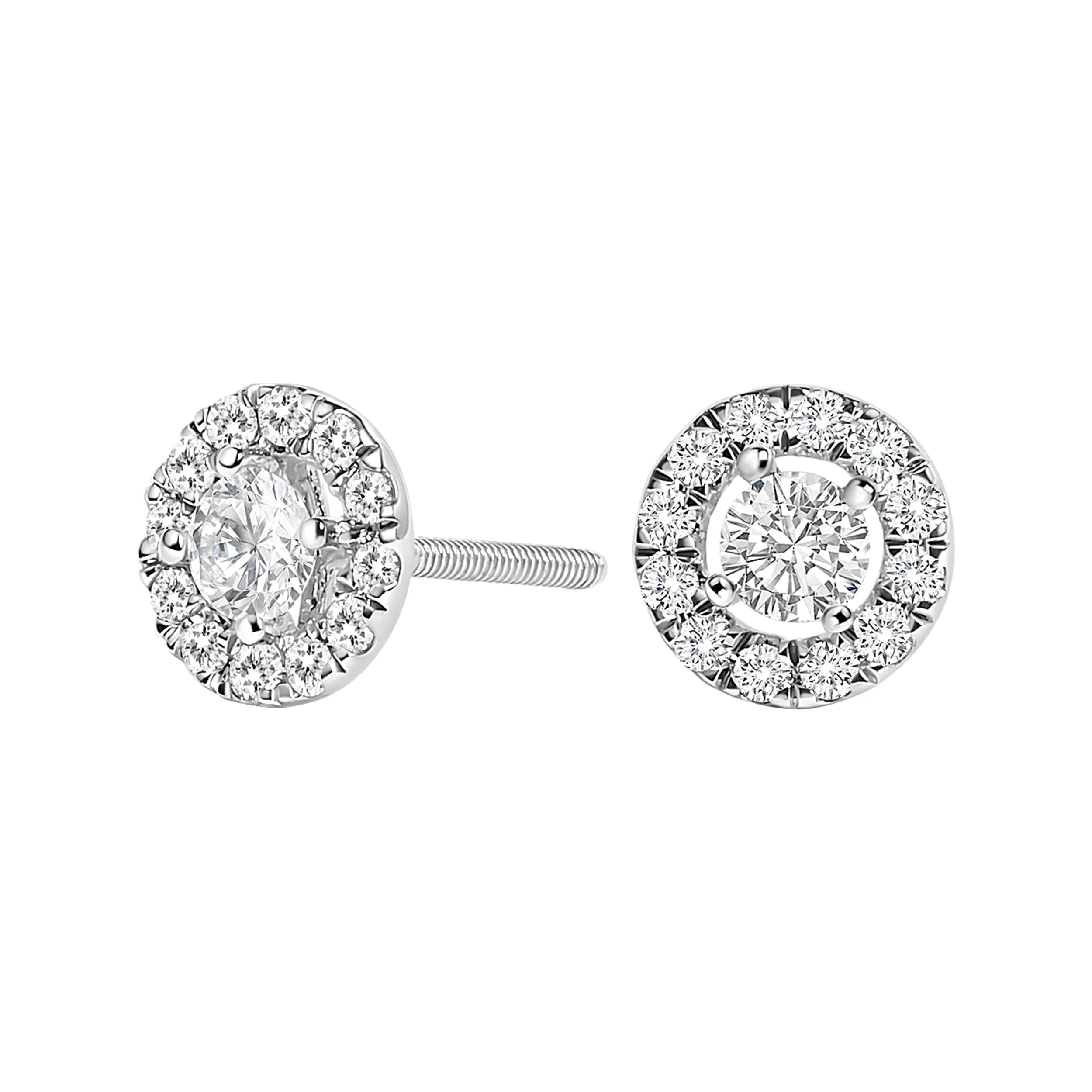14K White Gold 3/4 Cttw Lab-Grown Diamond Floating Halo Stud Earring (F-G Color, VS1-VS2 Clarity) - Image 4