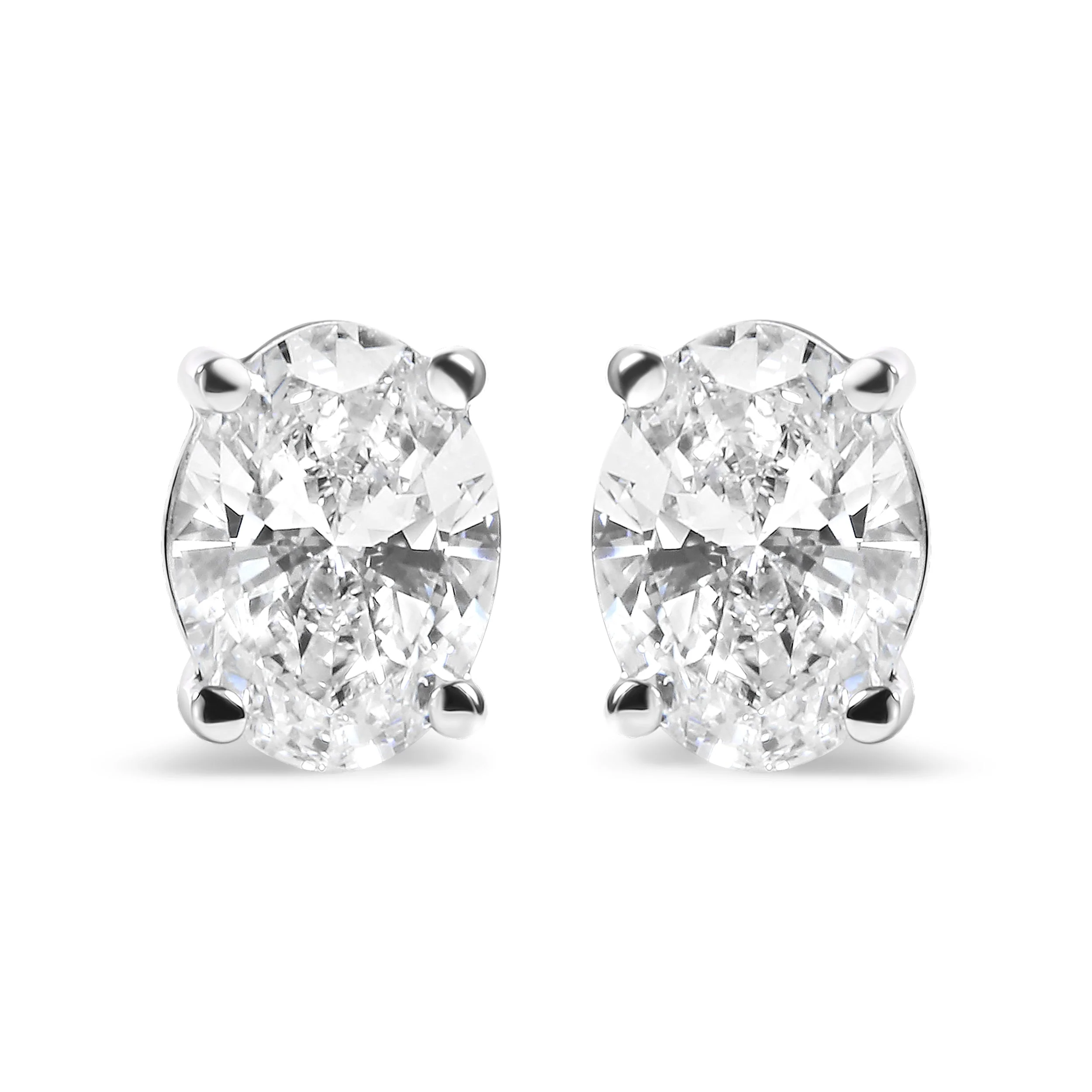 14K White Gold 3/4 Cttw Oval Shape Lab Grown Diamond Solitaire Stud Earrings (F-G Color, VS1-VS2 Clarity) - Image 4