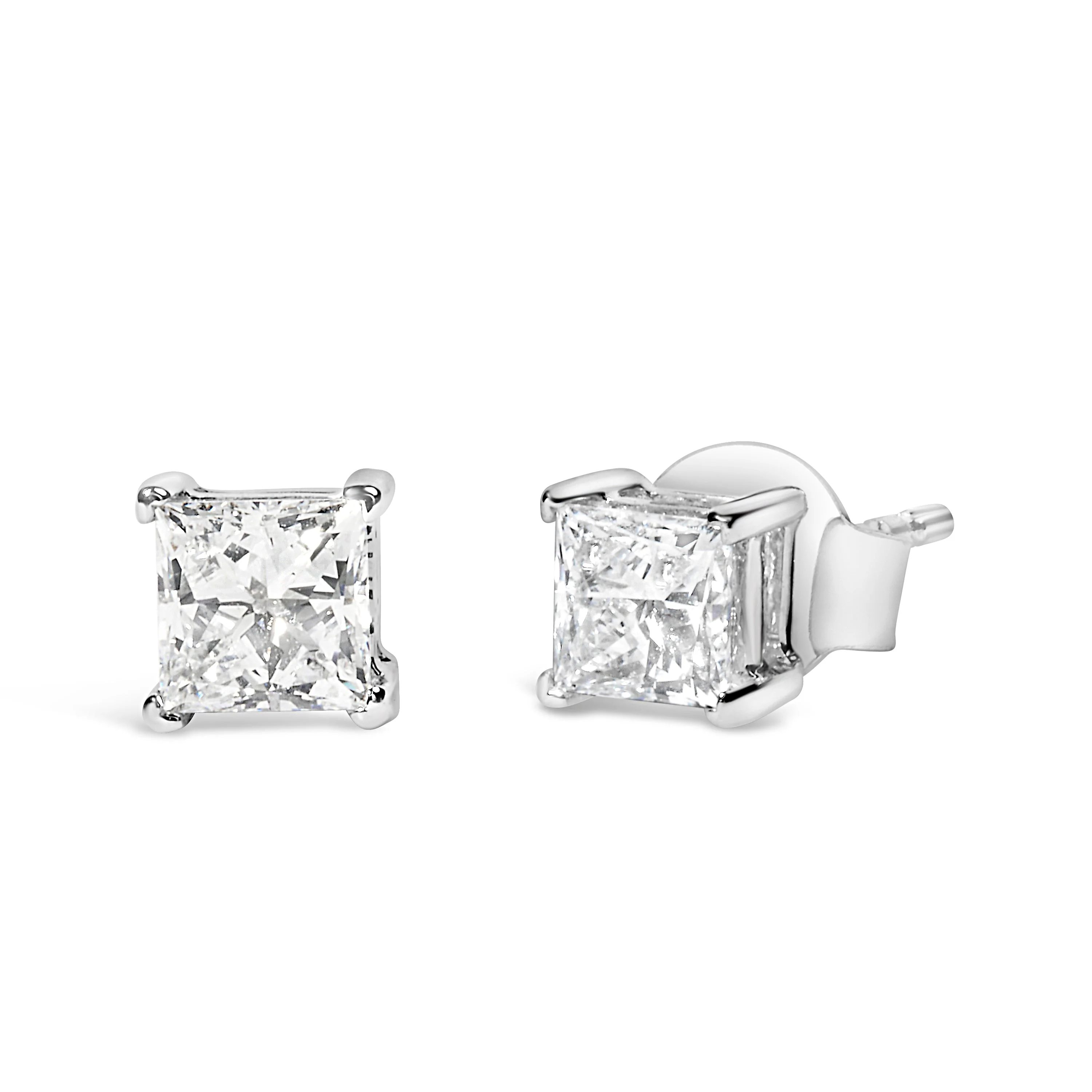 14K White Gold 3/8 Cttw Lab Grown Princess-Cut Diamond 4-Prong Solitaire Stud Earrings (VS1-VS2 Clarity, F-G Color) - Image 5