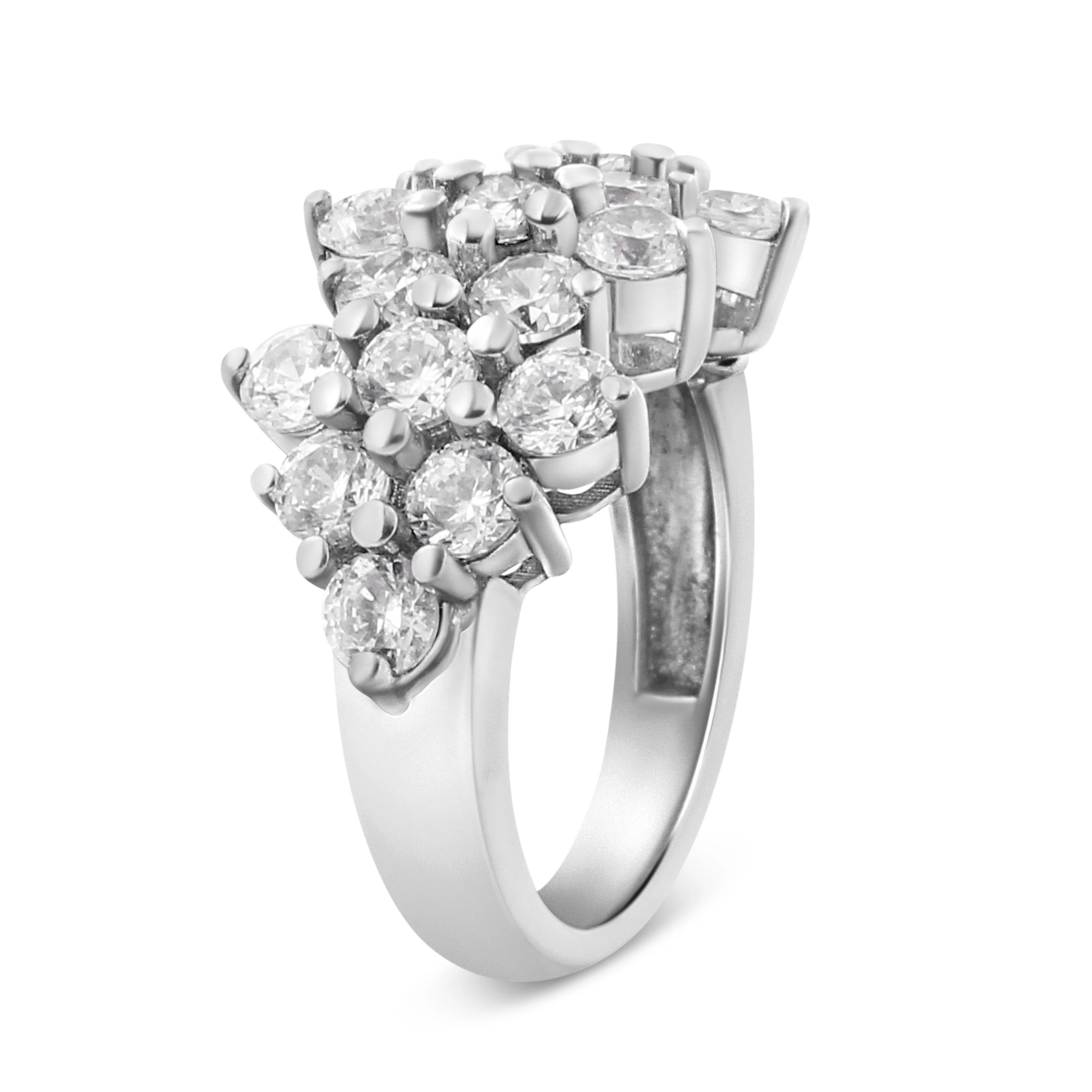 14K White Gold 4.0 Cttw Diamond Multi Row Scatter Band Ring (I-J Color, I1-I2 Clarity) - Size 7 - Image 3
