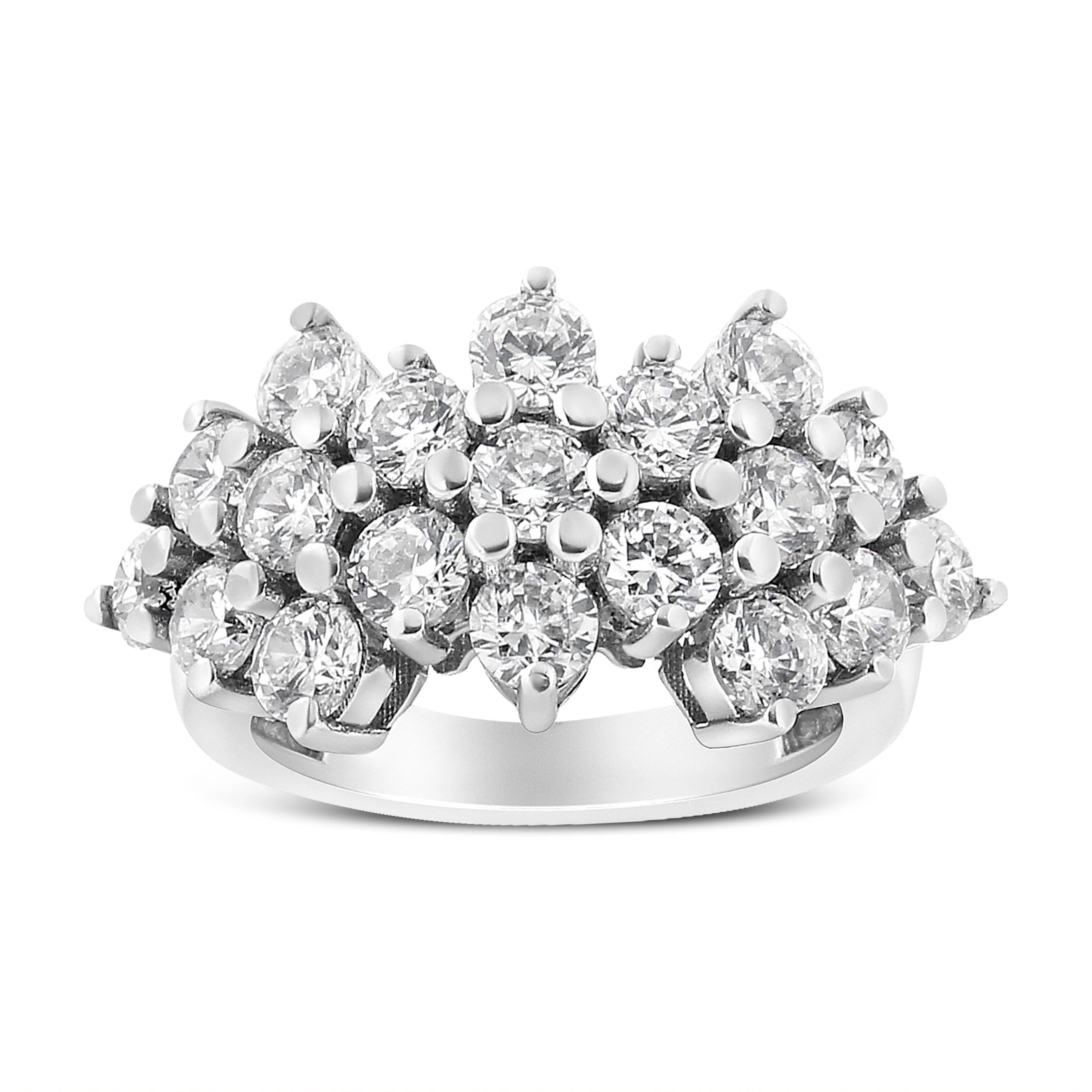 14K White Gold 4.0 Cttw Diamond Multi Row Scatter Band Ring (I-J Color, I1-I2 Clarity) - Size 7 - Image 4