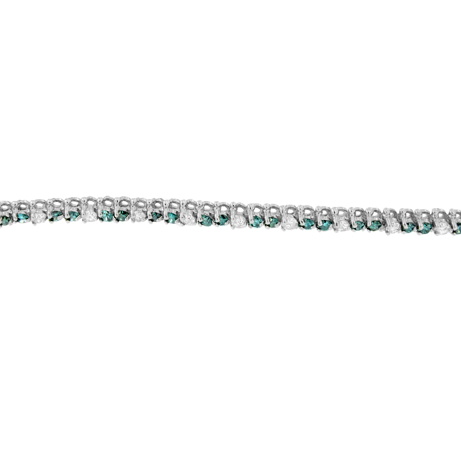 14K White Gold 4 5/8 Cttw Alternating White and Blue Diamond Martini Set Tennis Bracelet (H-I Color, I1-I2 Clarity) - 7" Inches - Image 3