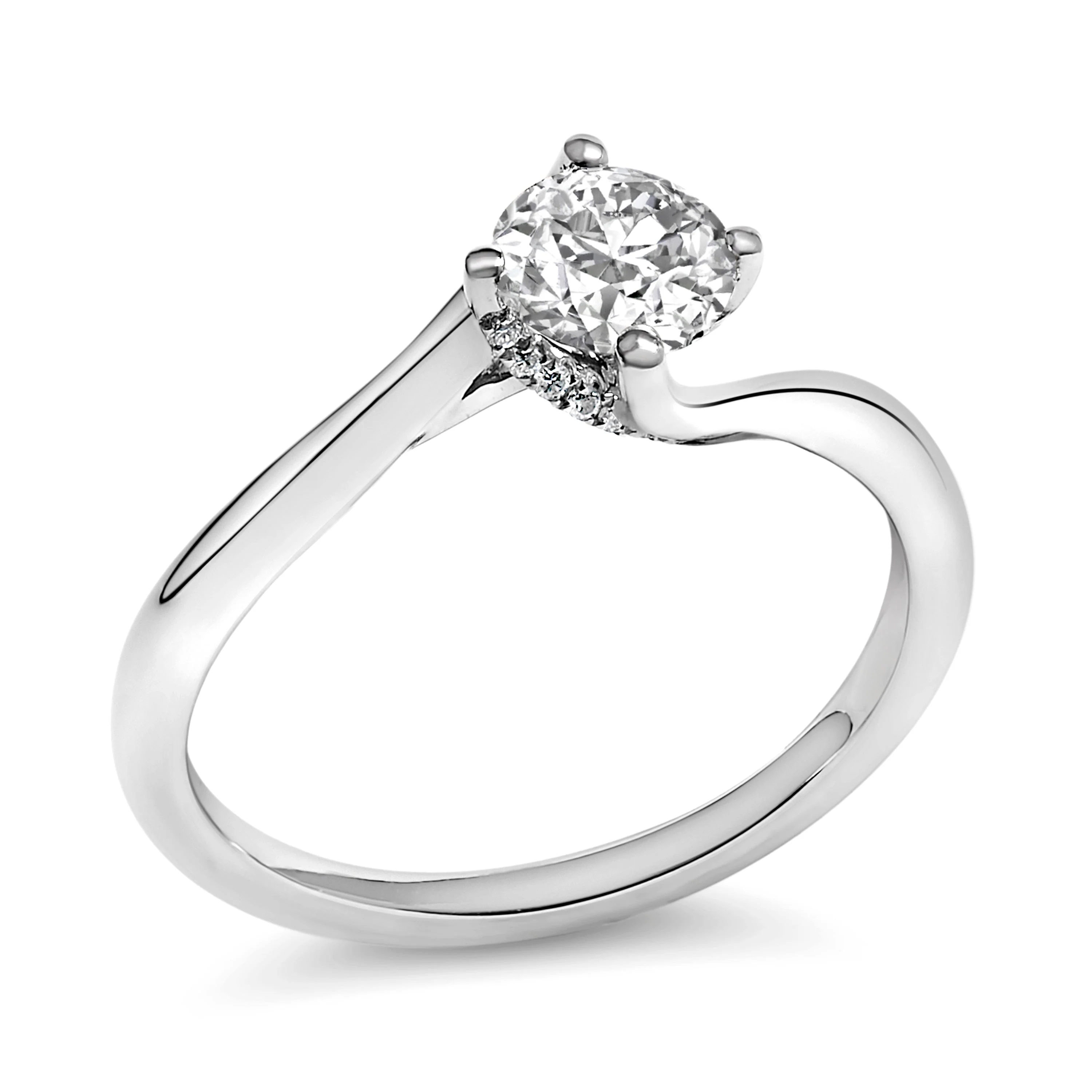 14K White Gold 4/5 Cttw Round Lab Grown Diamond Bypass Solitaire Engagement Ring (F-G Color, VS1-VS2 Clarity) - Ring Size 5 - Image 3