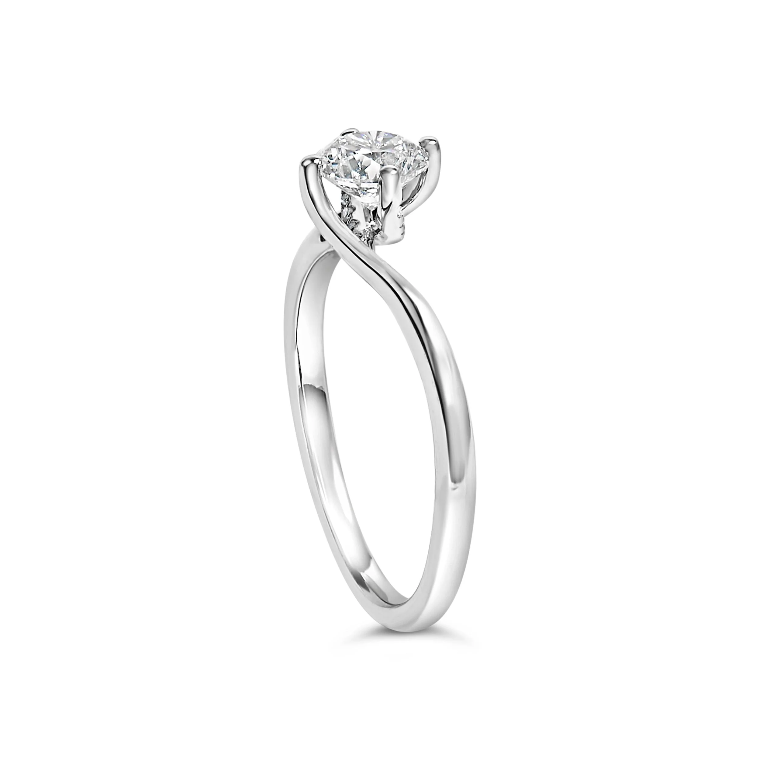 14K White Gold 4/5 Cttw Round Lab Grown Diamond Bypass Solitaire Engagement Ring (F-G Color, VS1-VS2 Clarity) - Ring Size 5 - Image 4