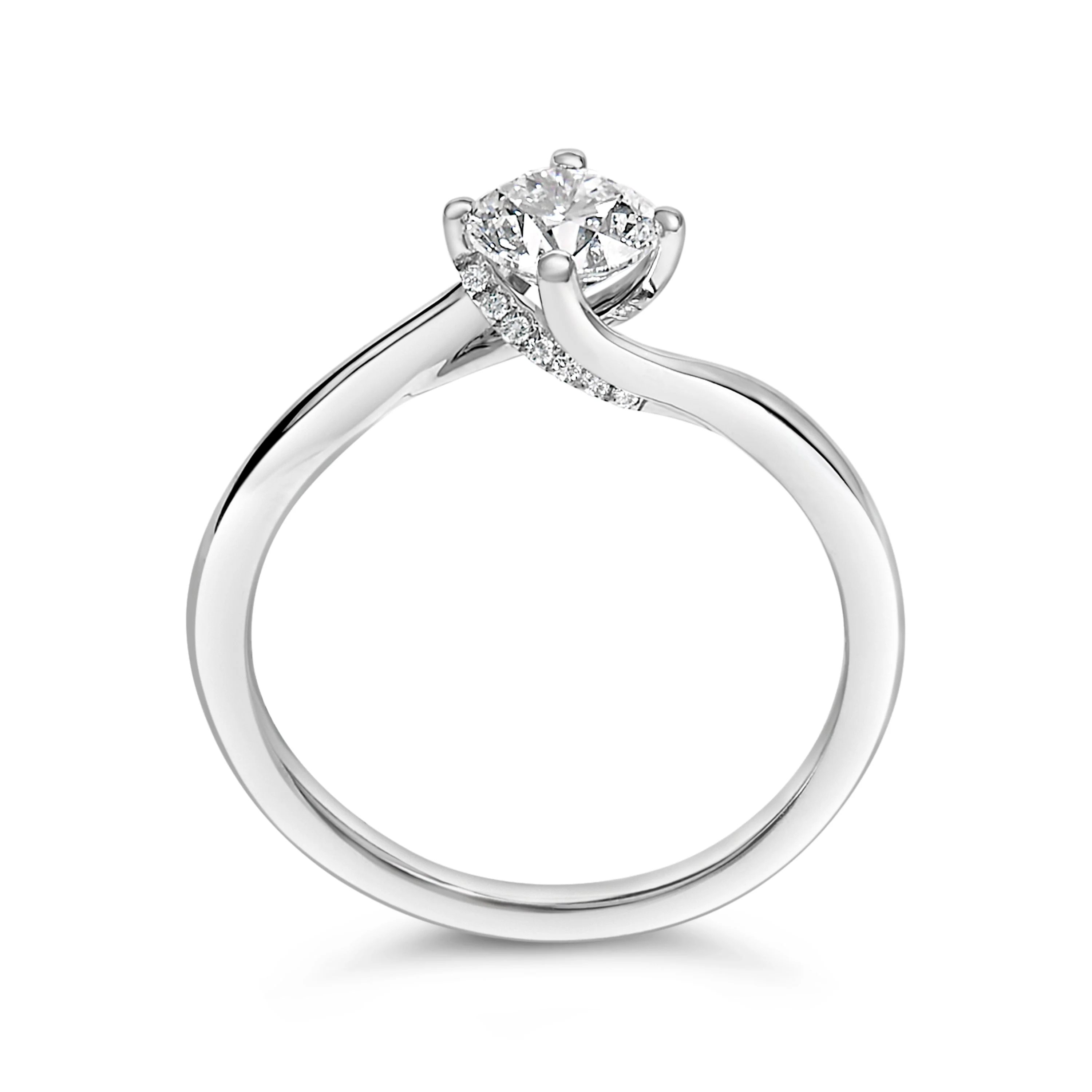 14K White Gold 4/5 Cttw Round Lab Grown Diamond Bypass Solitaire Engagement Ring (F-G Color, VS1-VS2 Clarity) - Ring Size 5 - Image 5