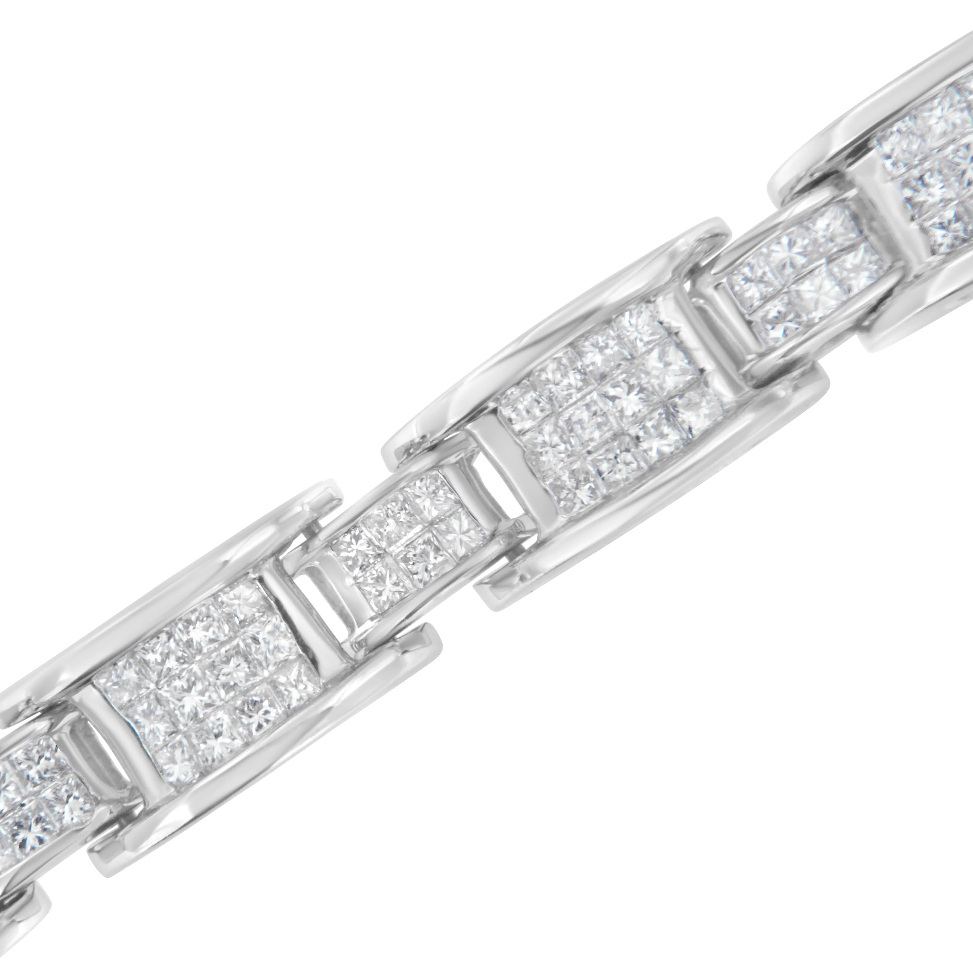 14K White Gold 5.0 Cttw Princess Cut Diamond Invisible Set Alternating Size D Shaped Links Tennis Bracelet (H-I Color, SI2-I1 Clarity) - 7†- Image 4