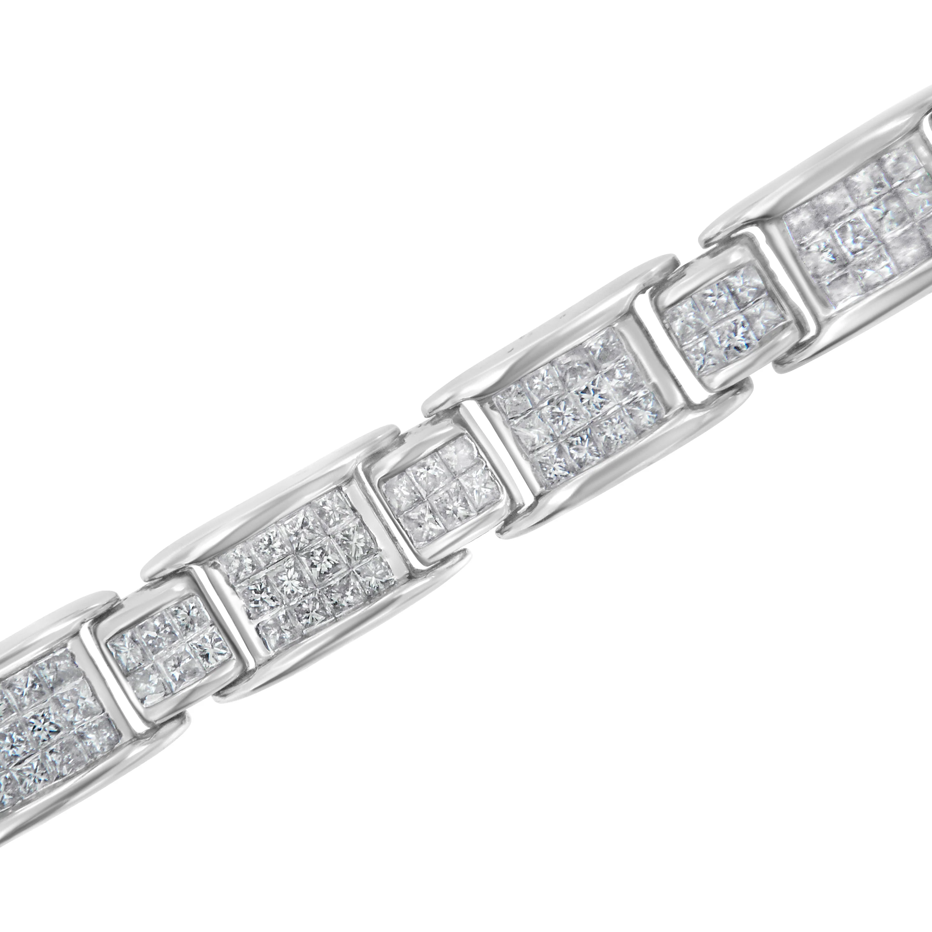 14K White Gold 5.0 Cttw Princess-Cut Diamond Rectangular Alternating Station 7" Tennis Bracelet (G-H Color, SI1-SI2 Clarity) - Image 9