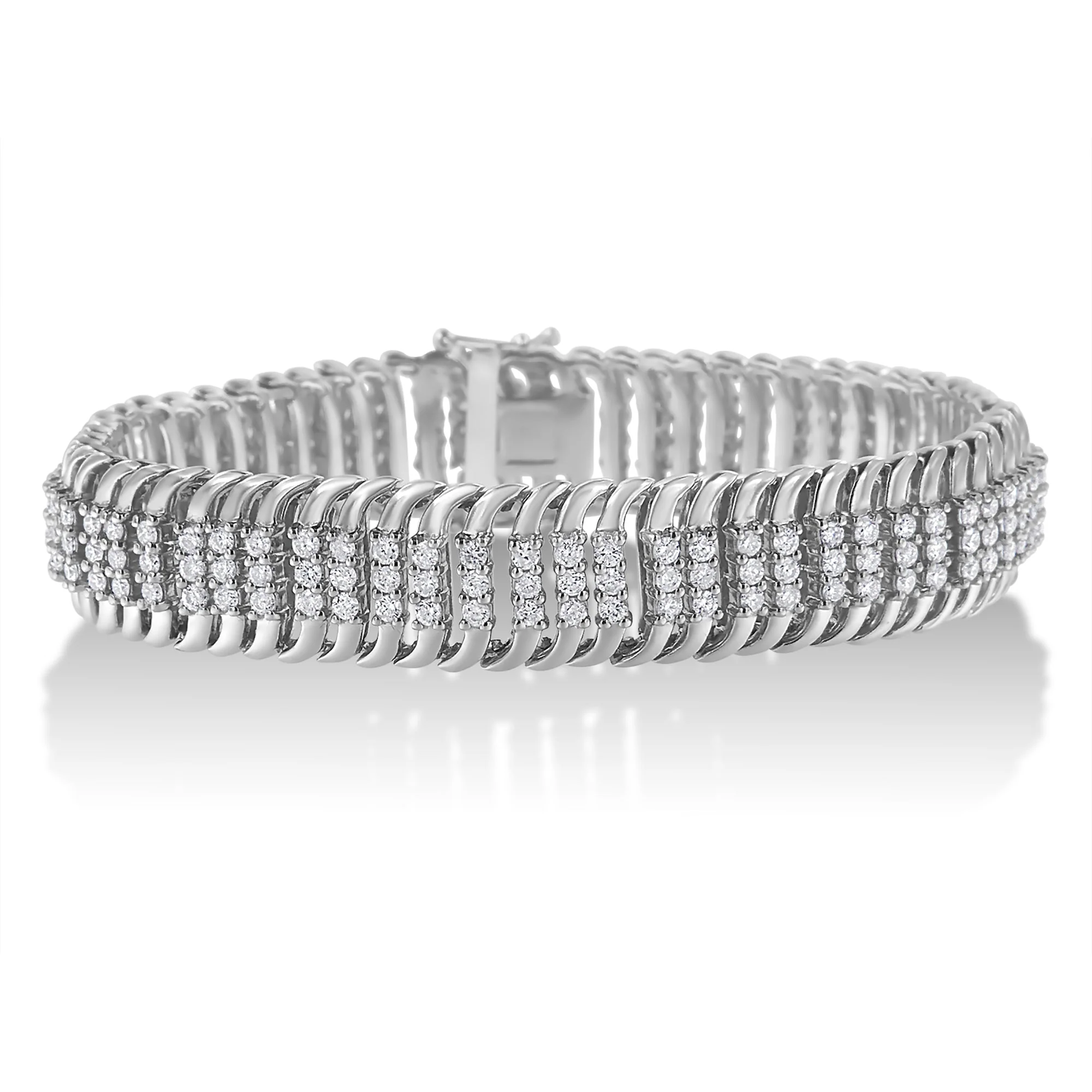 14K White Gold 5.0 Cttw Round Brilliant Cut Diamond 7" S Wave Serpentine Tennis Bracelet (H-I Color, I1-I2 Clarity) - Image 5