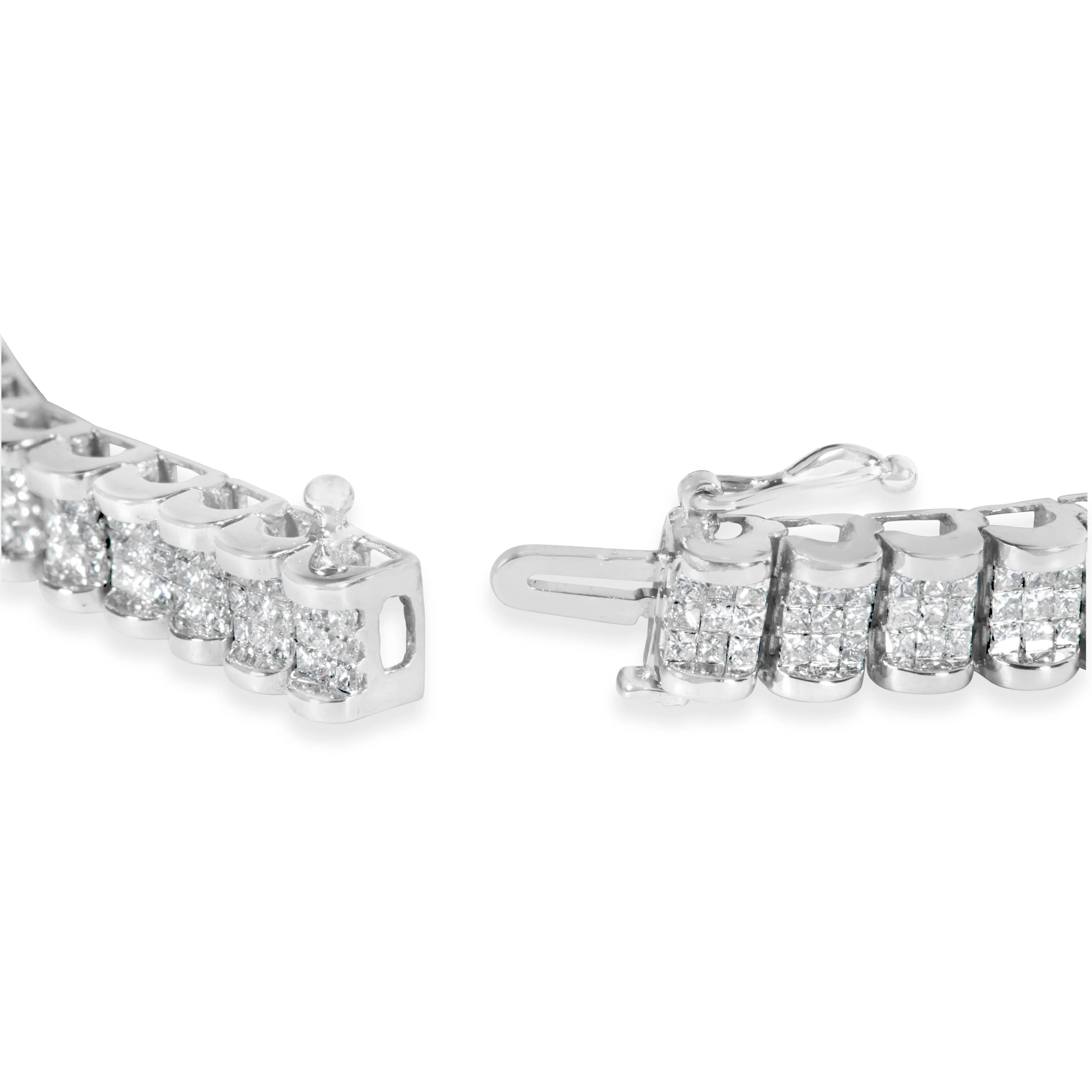 14K White Gold 5.00 Cttw Invisible Set Princess-Cut Diamond Belt and Buckle Tennis 7" Bracelet (H-I Color, SI1-SI2 Clarity) - Image 2