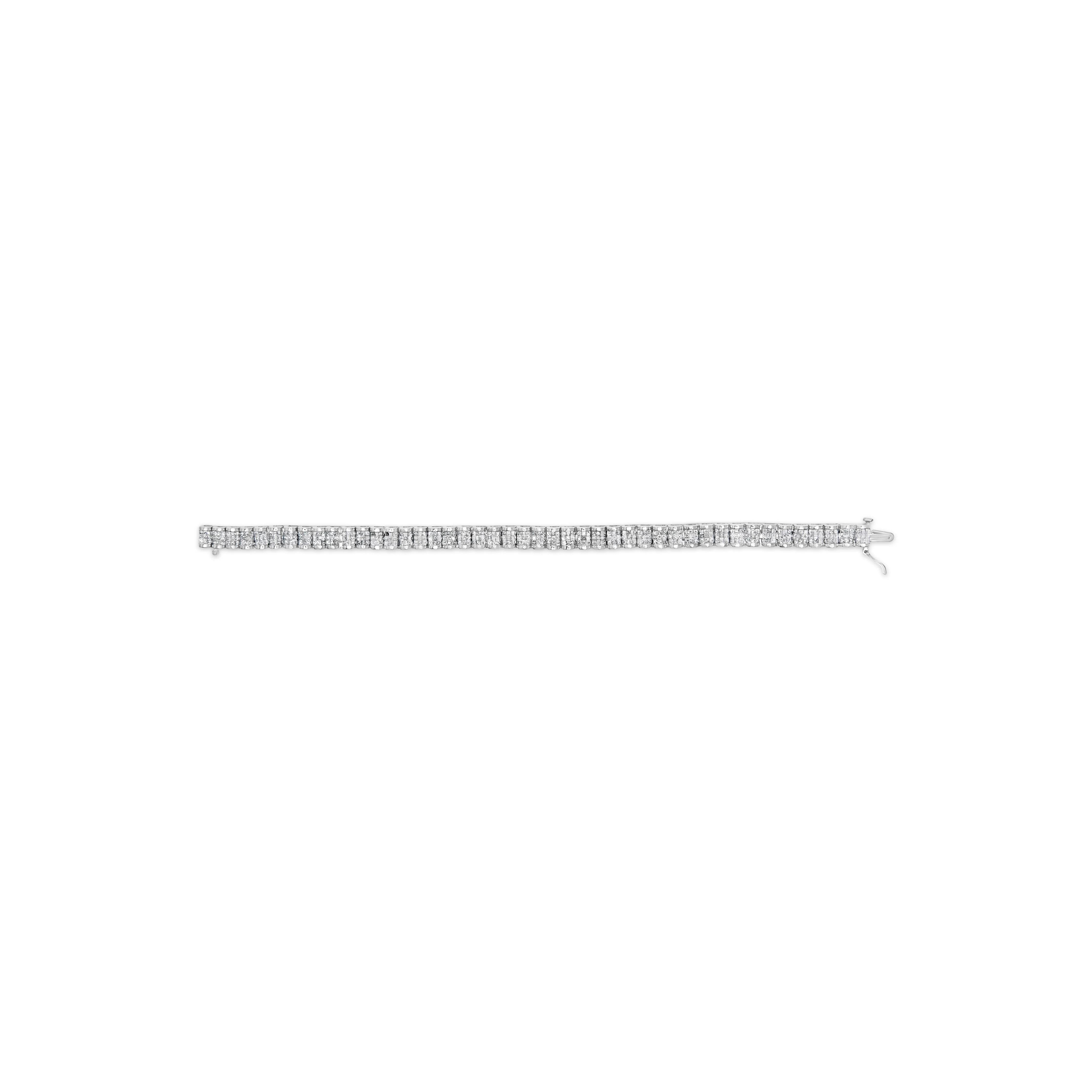 14K White Gold 5.00 Cttw Invisible Set Princess-Cut Diamond Belt and Buckle Tennis 7" Bracelet (H-I Color, SI1-SI2 Clarity) - Image 8