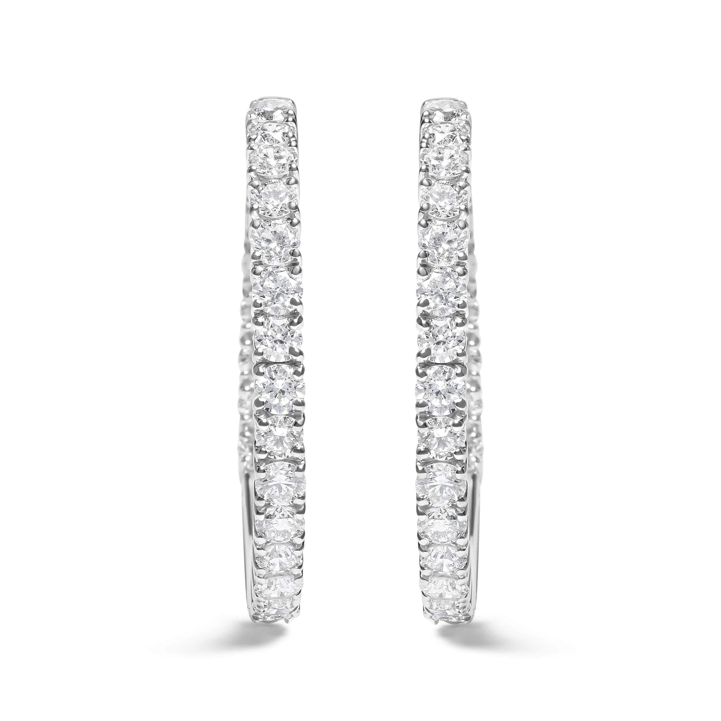 14K White Gold 5.00 Cttw Lab Grown Diamond Inside Out Hoop Earrings (F-G Color, VS1-VS2 Clarity) - Image 4