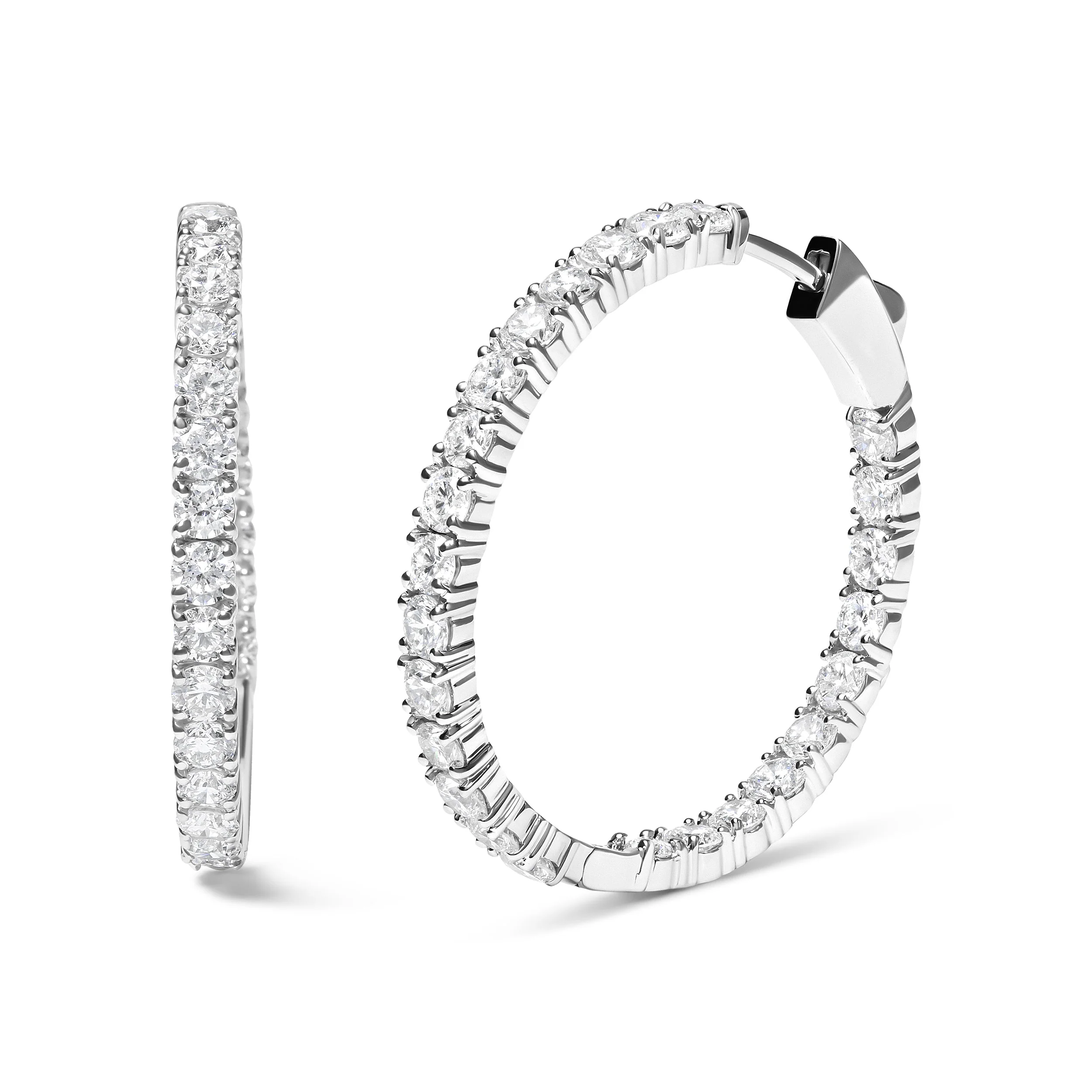 14K White Gold 5.00 Cttw Lab Grown Diamond Inside Out Hoop Earrings (F-G Color, VS1-VS2 Clarity) - Image 5