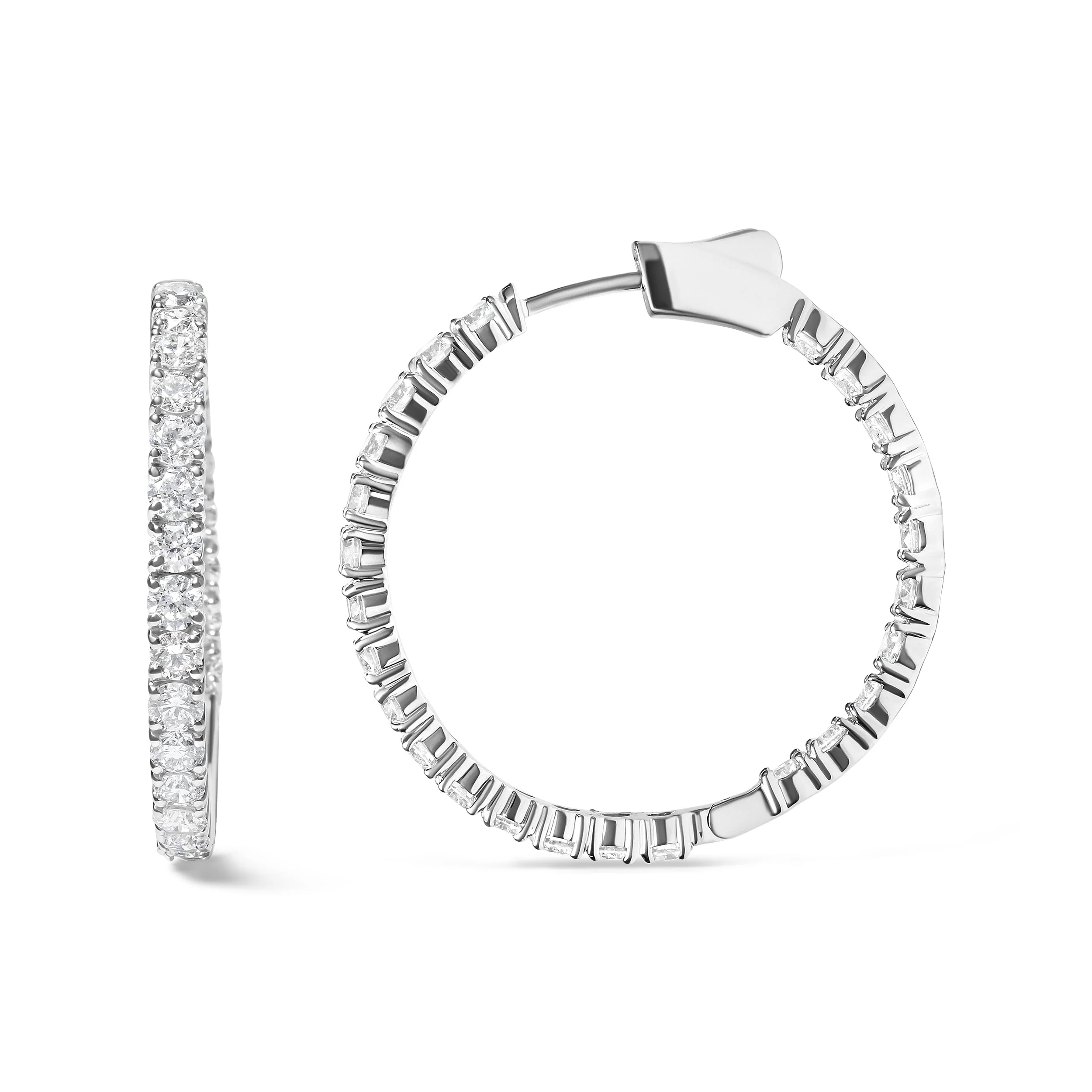 14K White Gold 5.00 Cttw Lab Grown Diamond Inside Out Hoop Earrings (F-G Color, VS1-VS2 Clarity) - Image 6