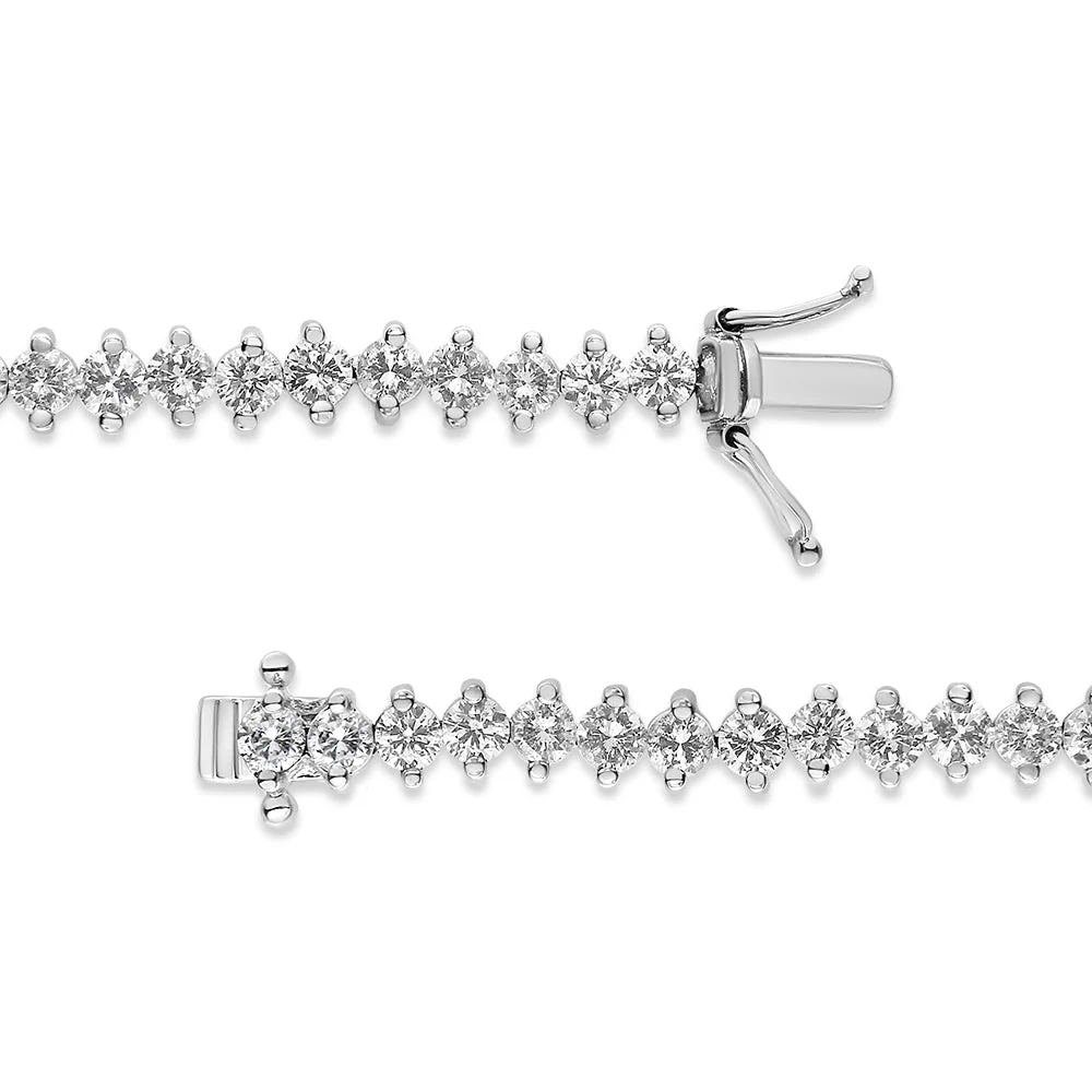 14K White Gold 5 1/2 Cttw Round Diamond 2-Prong Tennis Bracelet (H-I Color, SI2-I1 Clarity) - 7" - Image 5
