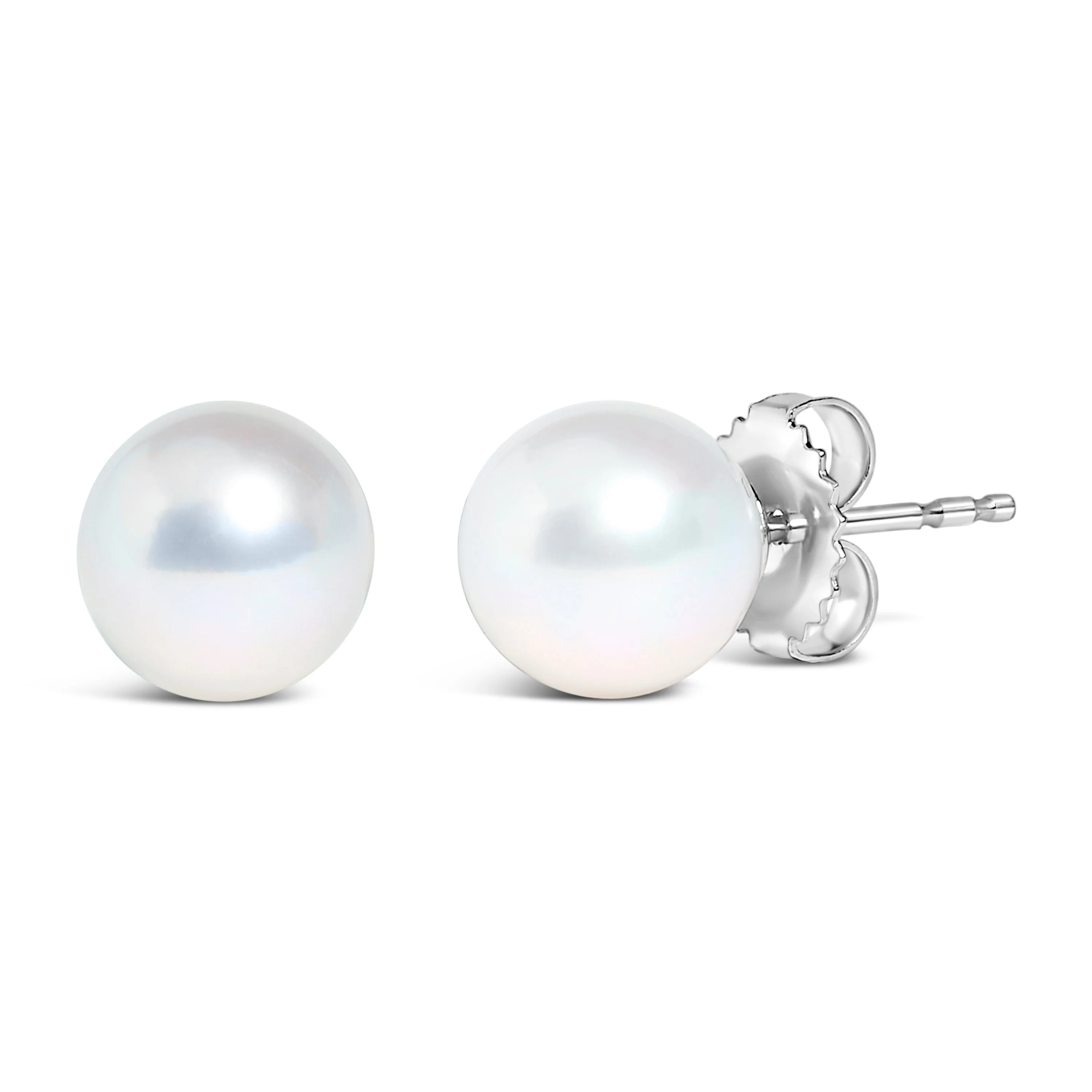 14k White Gold 5-5.5MM Cultured Freshwater Pearl Solitaire Stud Earrings - Image 2