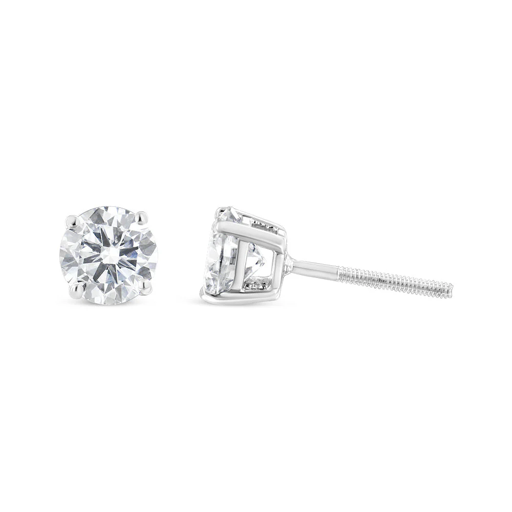 14K White Gold 5/8 Cttw Lab Grown Diamond 4-Prong Classic Stud Earrings (F-G Color, VS2-SI1 Clarity) - Image 3