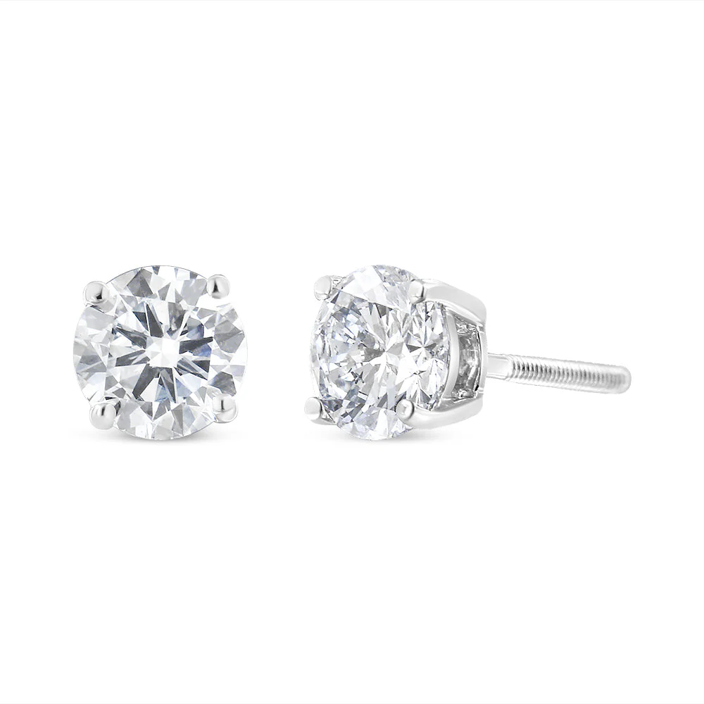 14K White Gold 5/8 Cttw Lab Grown Diamond 4-Prong Classic Stud Earrings (F-G Color, VS2-SI1 Clarity) - Image 5