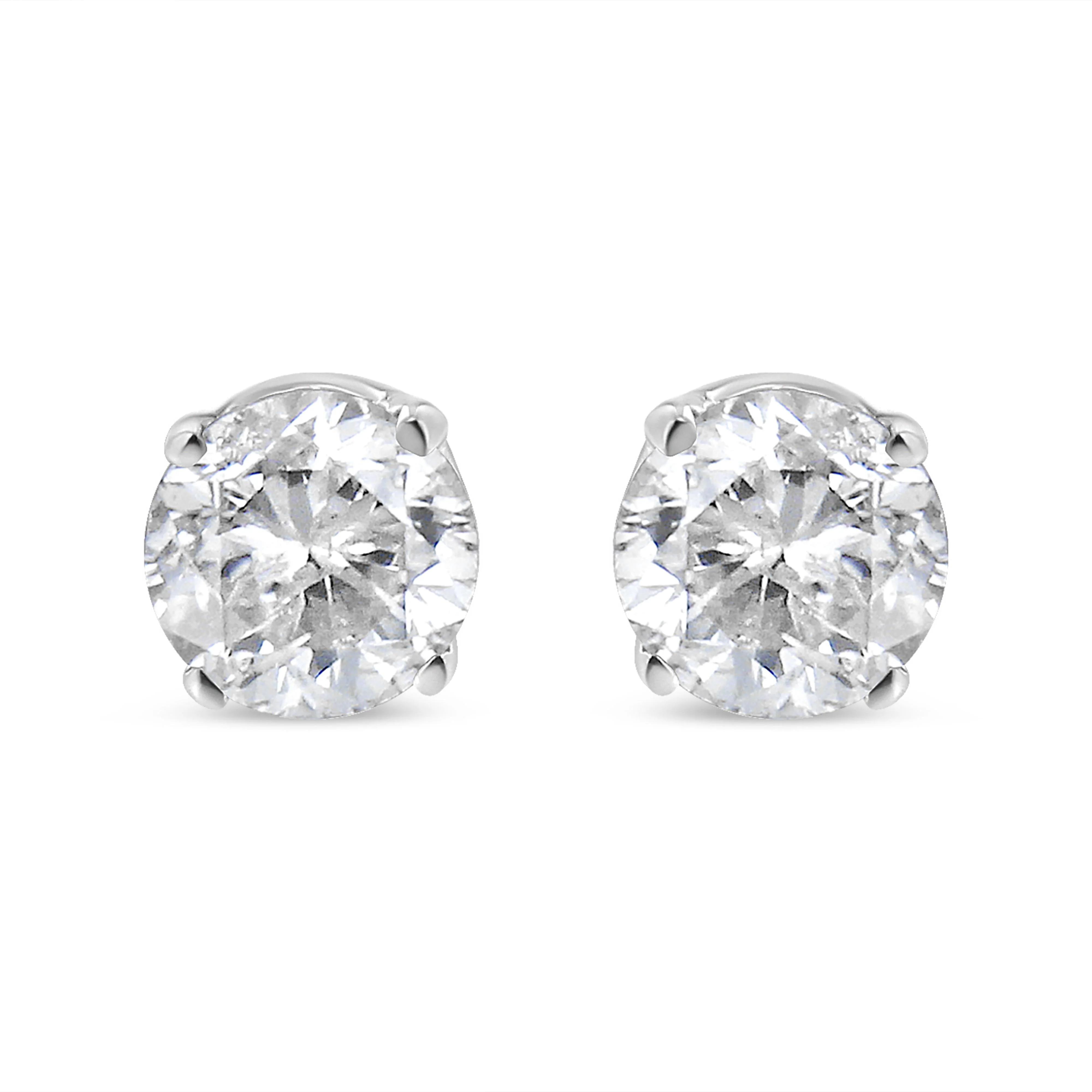14K White Gold 5/8 Cttw Round Brilliant-Cut Lab Grown Diamond Classic 4-Prong Push back Stud Earrings (F-G Color, VS1-VS2 Clarity) - Image 2