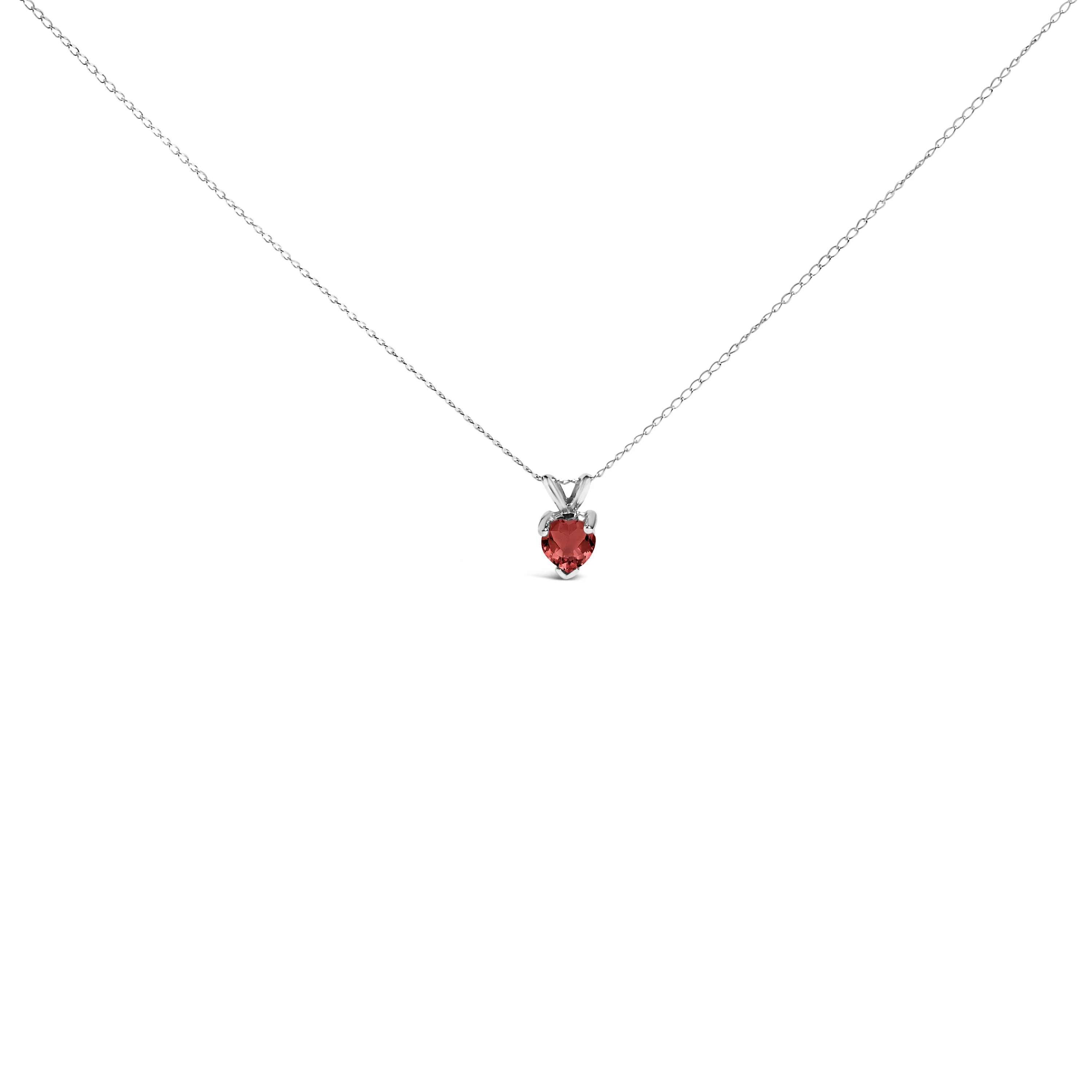 14K White Gold 5X5 MM Heart Shaped Purple Amethyst Solitaire Pendant Necklace - Image 5
