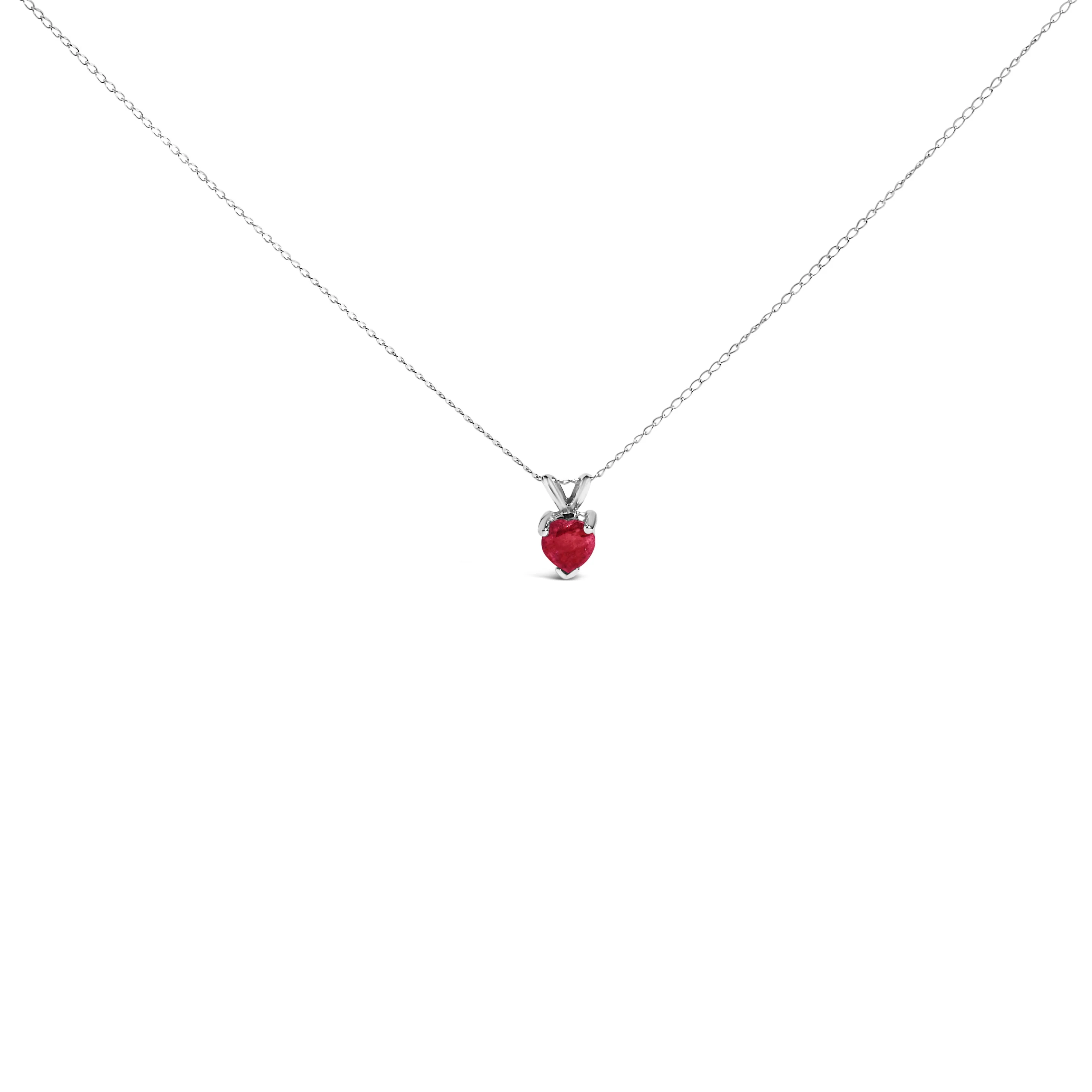 14K White Gold 5X5 MM Heart Shaped Purple Amethyst Solitaire Pendant Necklace - Image 6