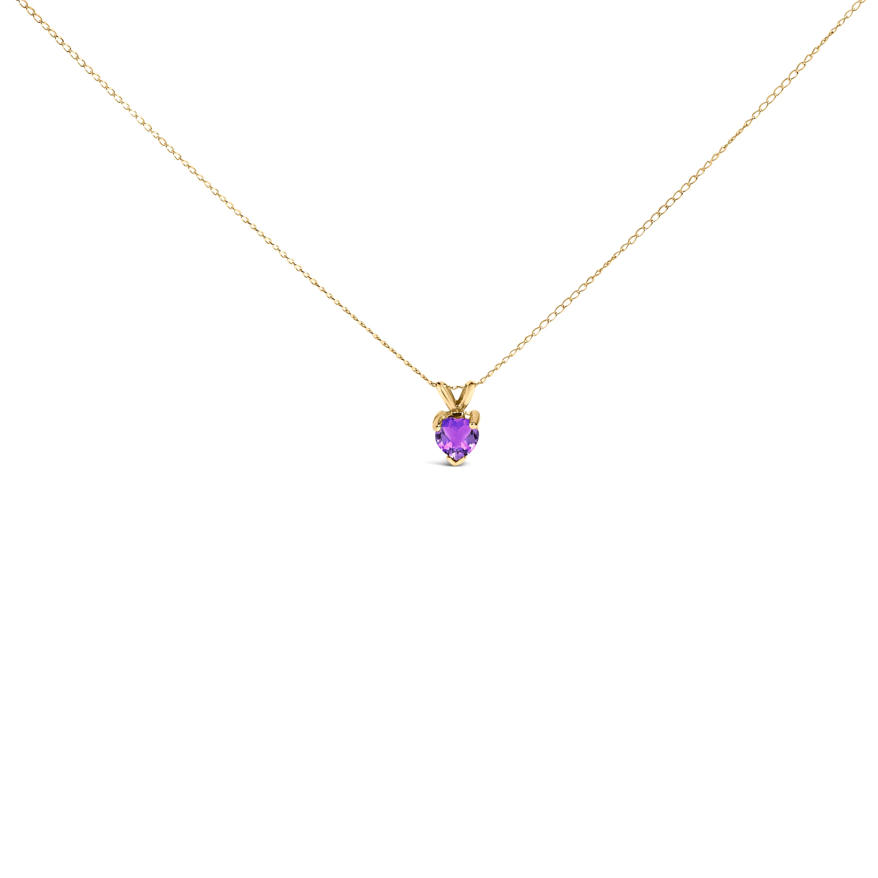 14K White Gold 5X5 MM Heart Shaped Purple Amethyst Solitaire Pendant Necklace - Image 8