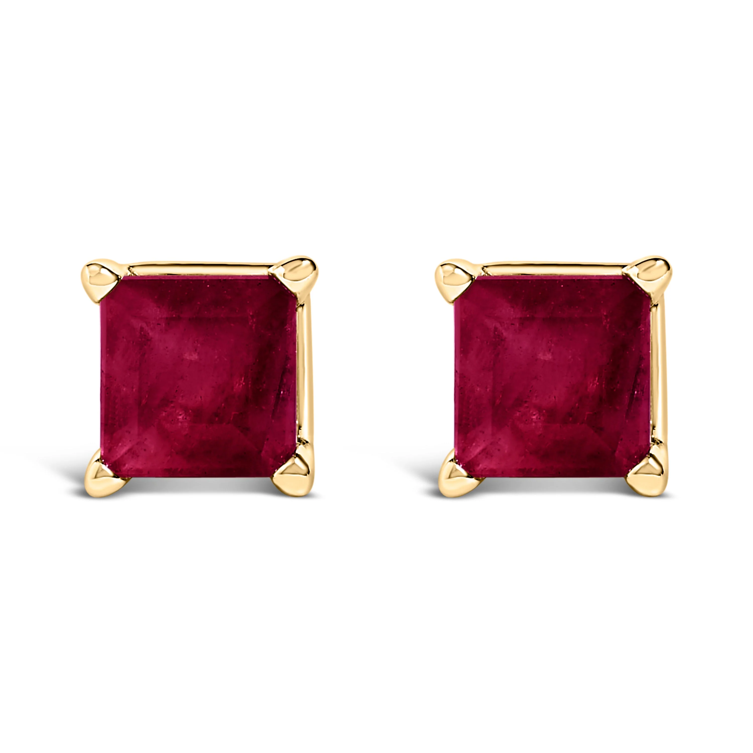 14K White Gold 5x5MM Princess Cut Purple Amethyst Solitaire Stud Earrings - Image 11