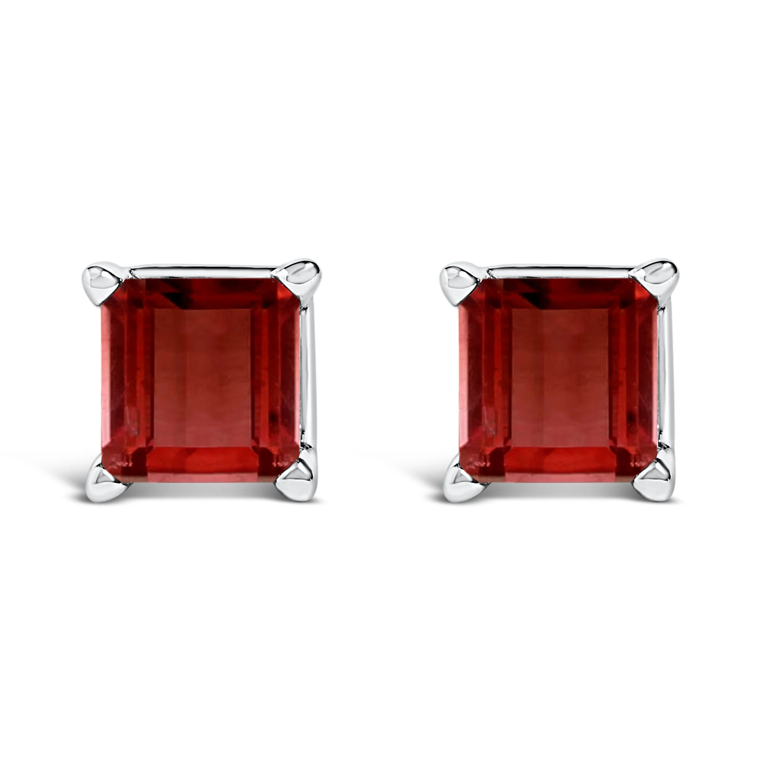 14K White Gold 5x5MM Princess Cut Purple Amethyst Solitaire Stud Earrings - Image 5
