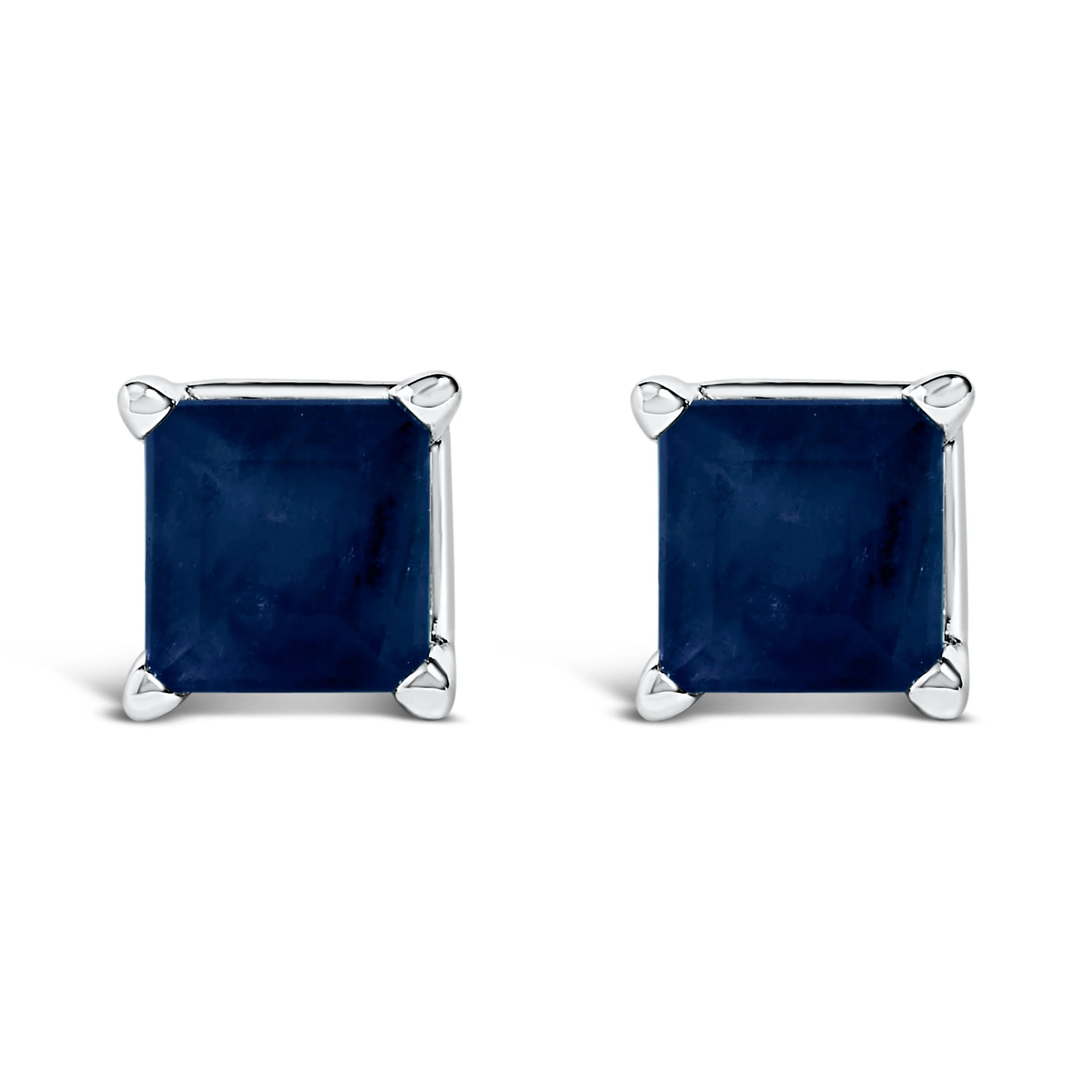 14K White Gold 5x5MM Princess Cut Purple Amethyst Solitaire Stud Earrings - Image 7