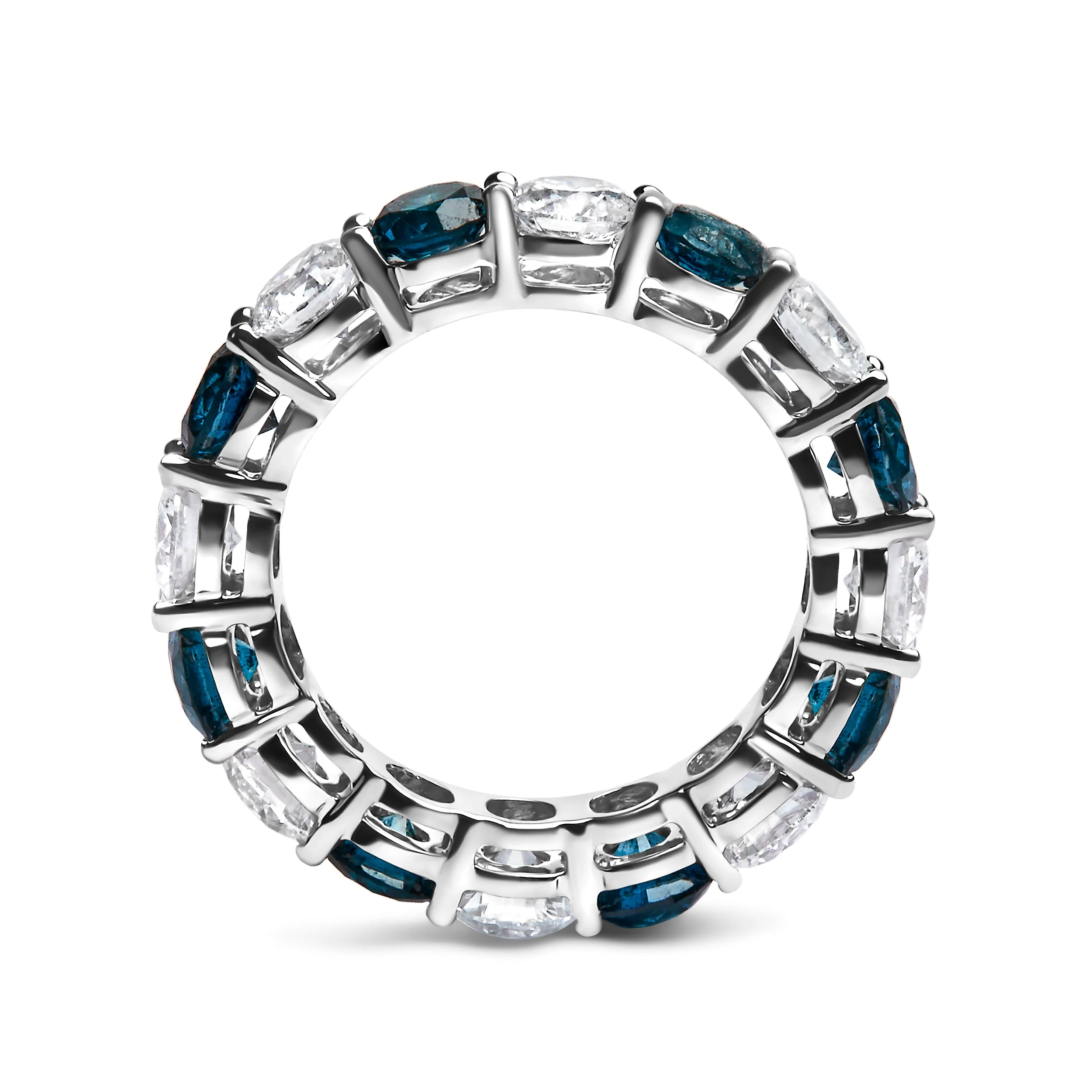 14K White Gold 6 1/4 Cttw Alternating Lab-Grown White and Natural Treated Blue Diamond Eternity Band Ring (F-G Color, VS1-VS2 Clarity) - Image 10
