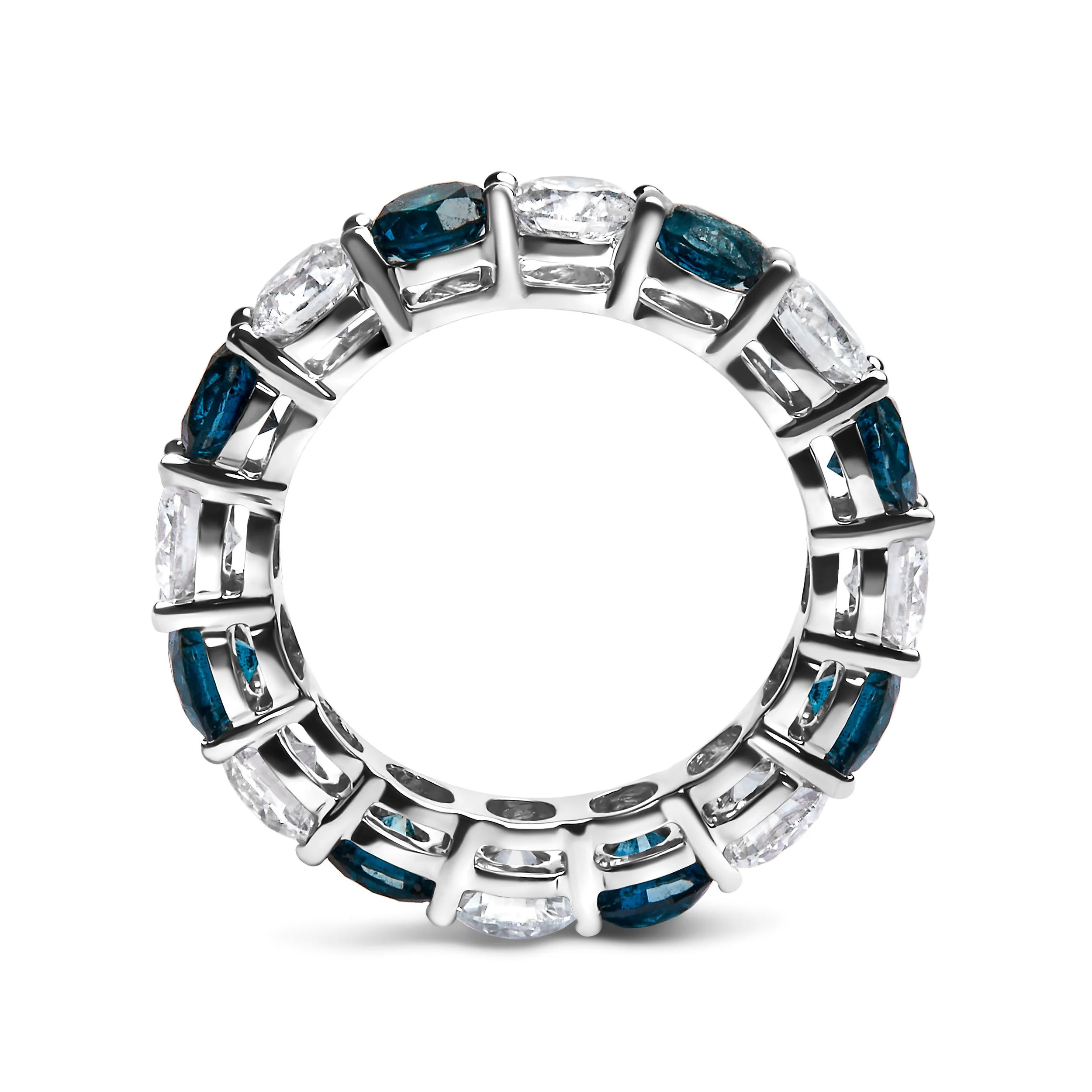 14K White Gold 6 1/4 Cttw Alternating Lab-Grown White and Natural Treated Blue Diamond Eternity Band Ring (F-G Color, VS1-VS2 Clarity) - Image 2