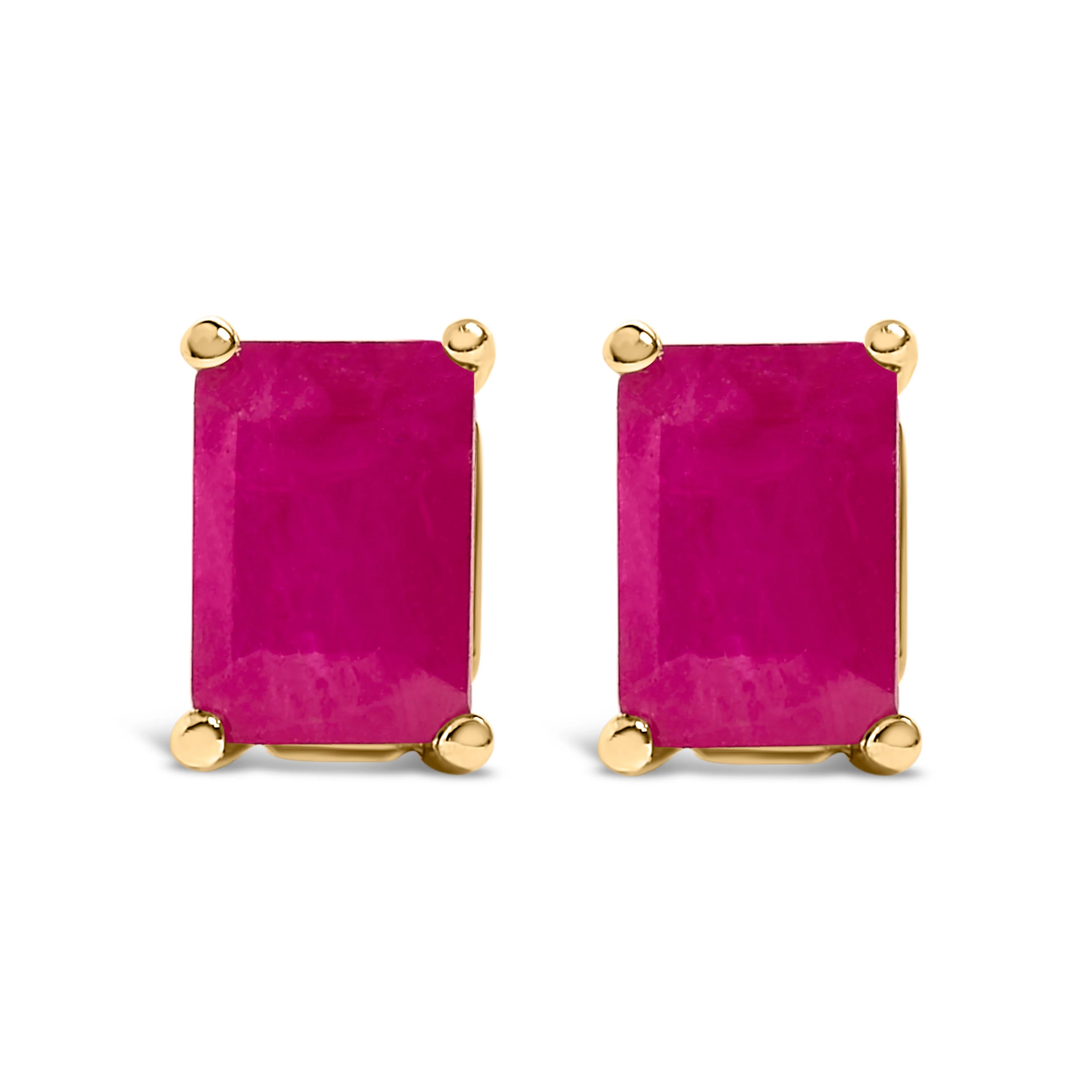 14K White Gold 6x4MM Emerald Shaped Amethyst Solitaire Stud Earrings - Image 11