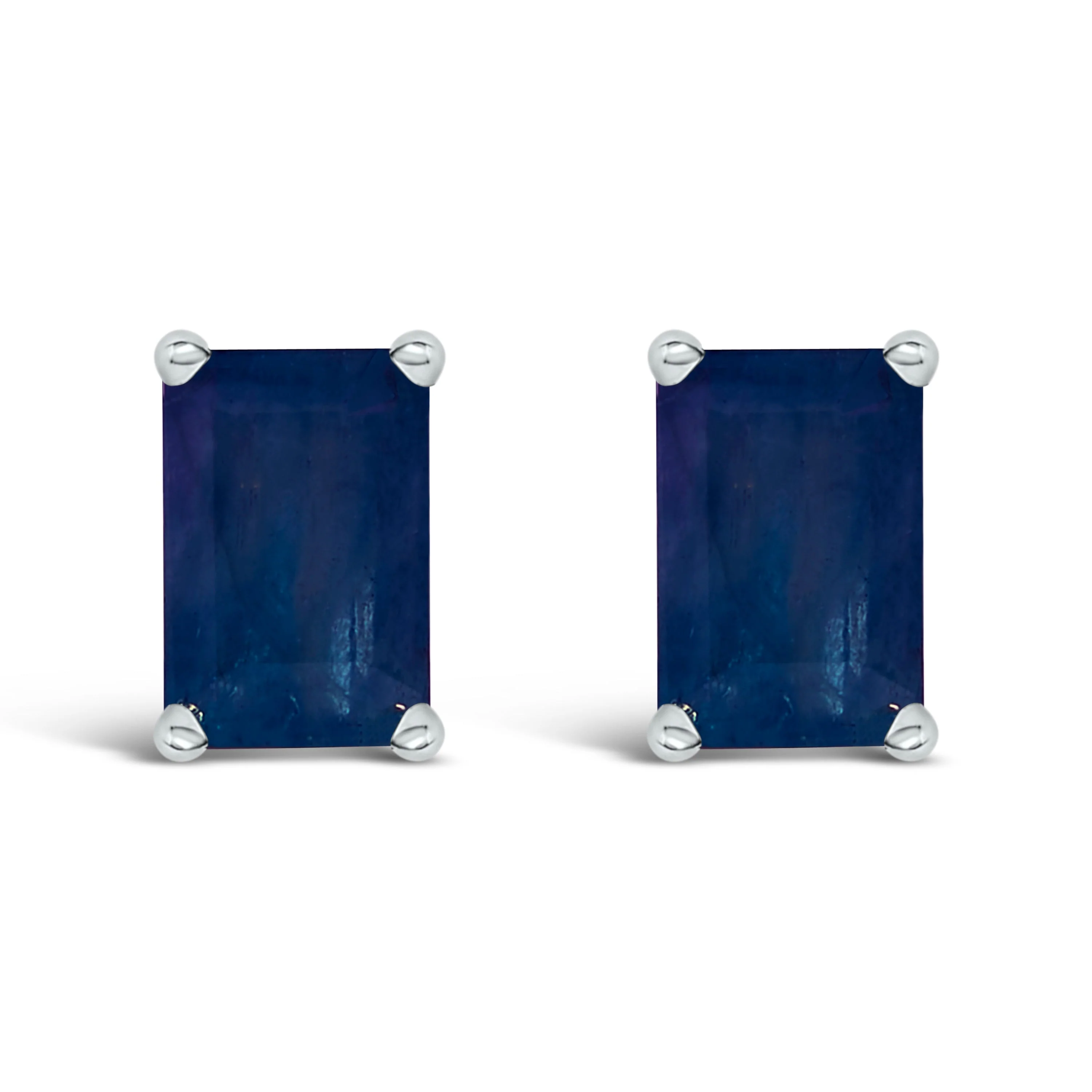 14K White Gold 6x4MM Emerald Shaped Amethyst Solitaire Stud Earrings - Image 7
