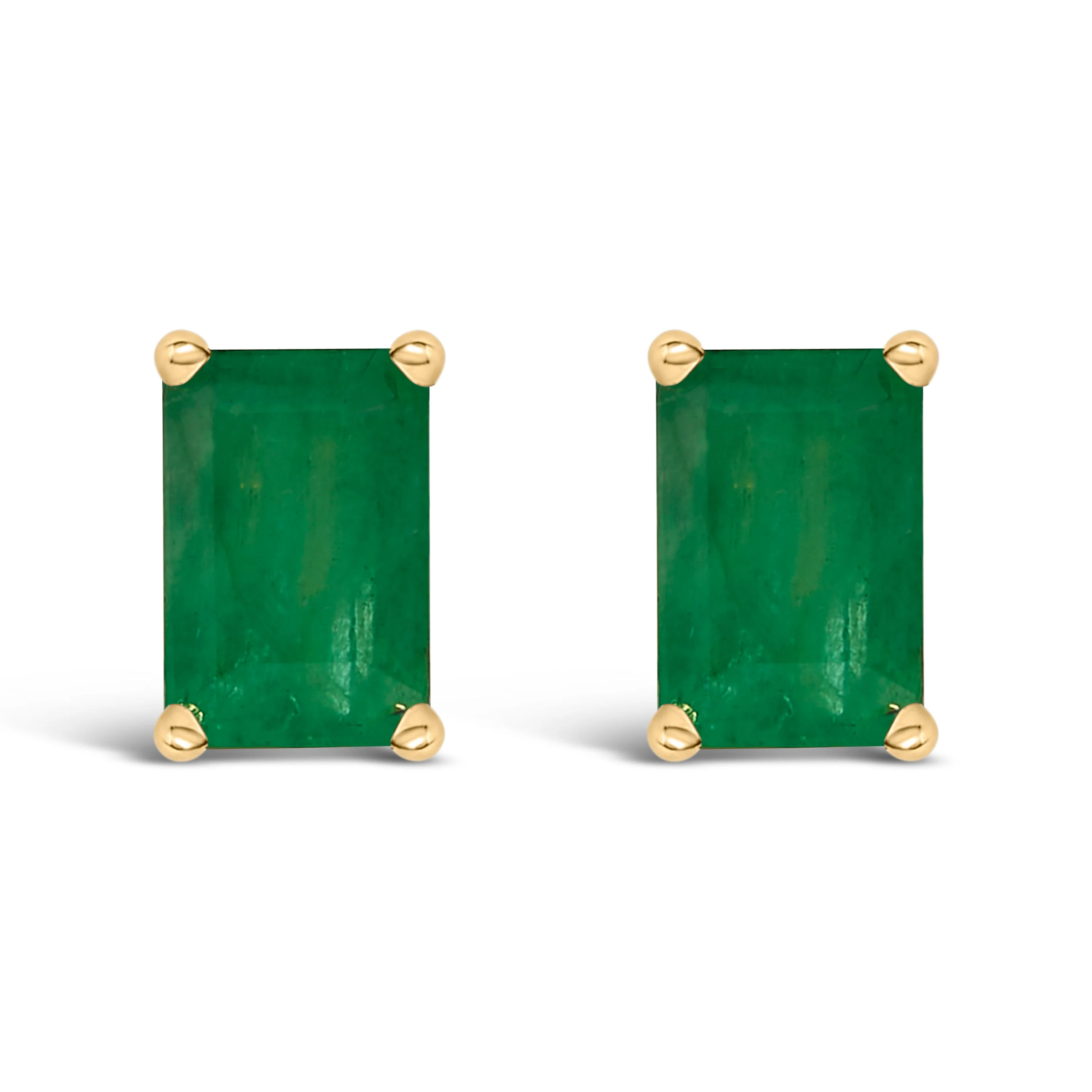 14K White Gold 6x4MM Emerald Shaped Amethyst Solitaire Stud Earrings - Image 9