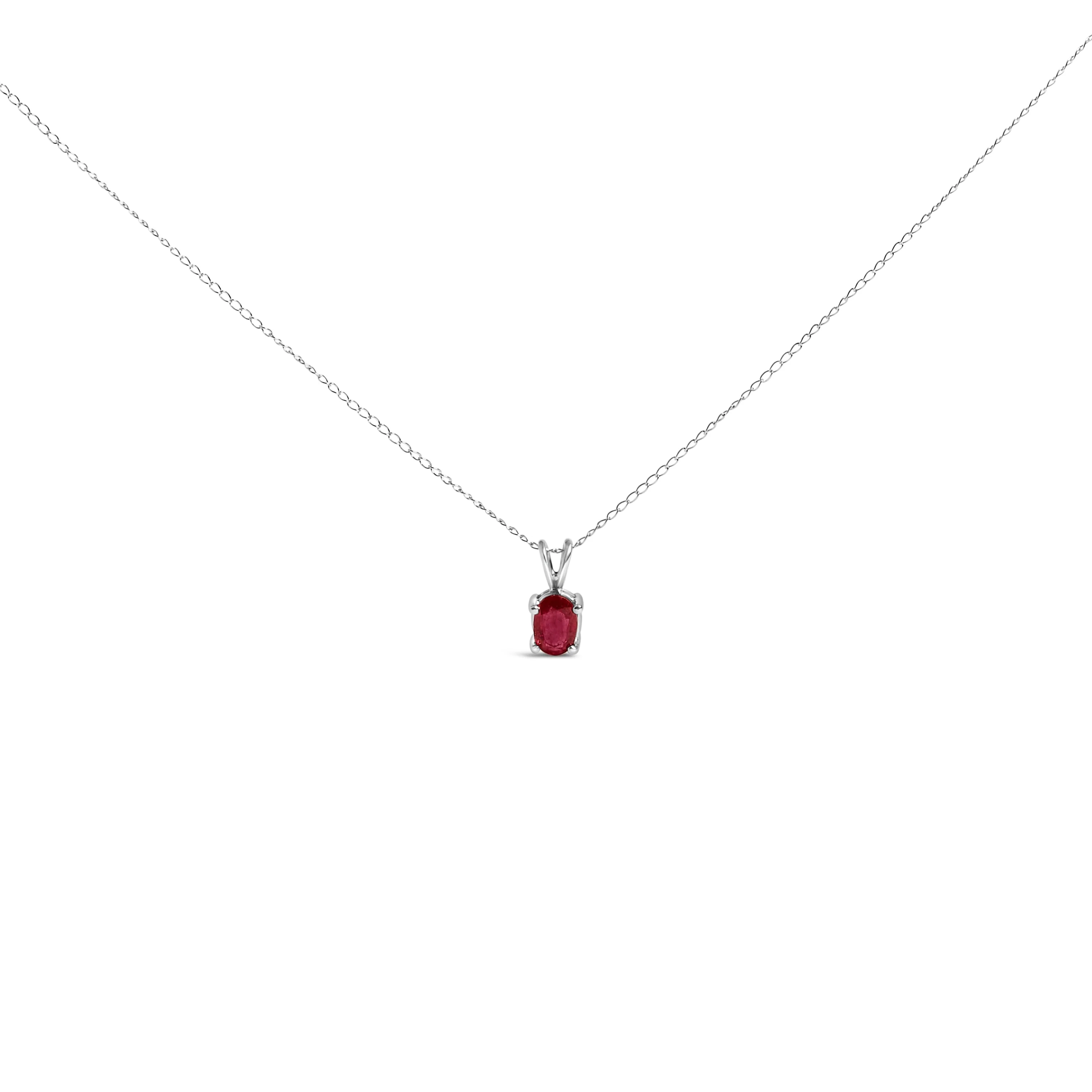14K White Gold 6x4MM Oval Shaped Purple Amethyst Solitaire Pendant Necklace - Image 6