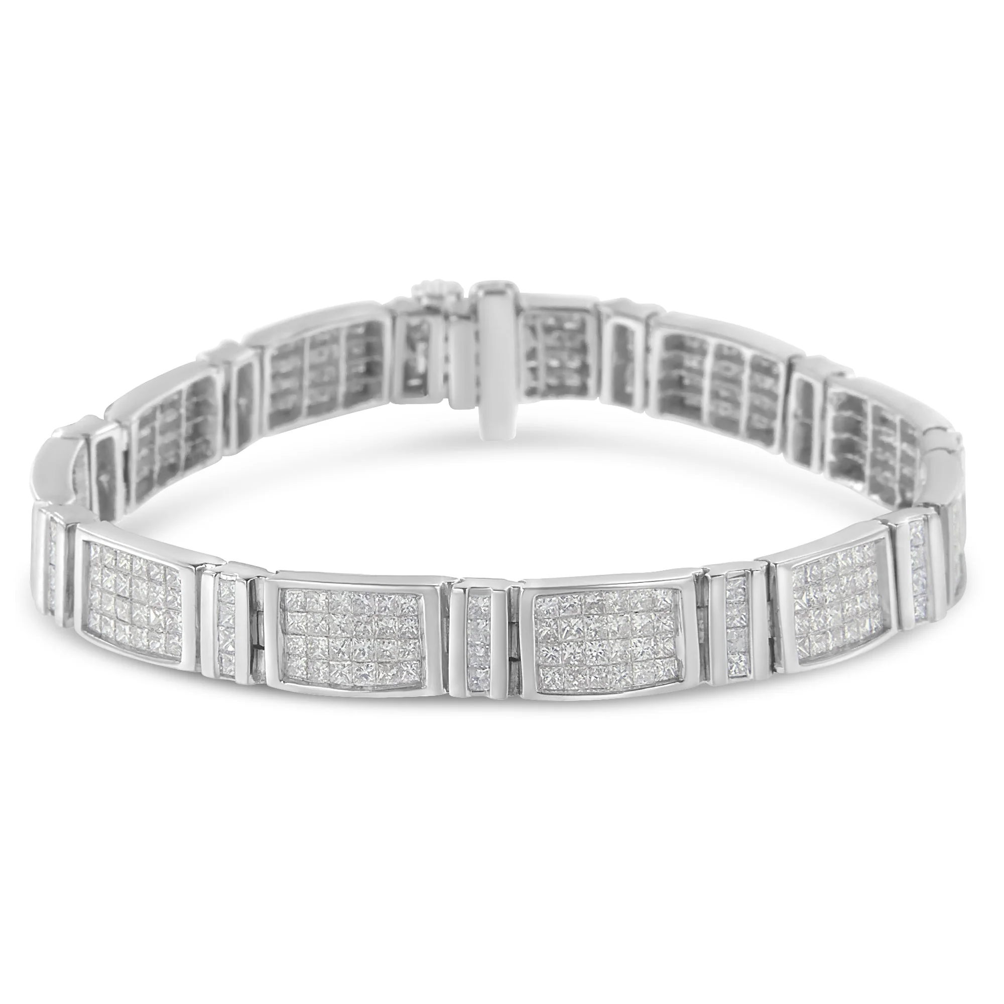 14K White Gold 7.0 Cttw Princess Cut Diamond 7" Alternating Vertical and Horizontal Rectangular Link Tennis Bracelet (H-I Color, SI2-I1 Clarity) - Image 6
