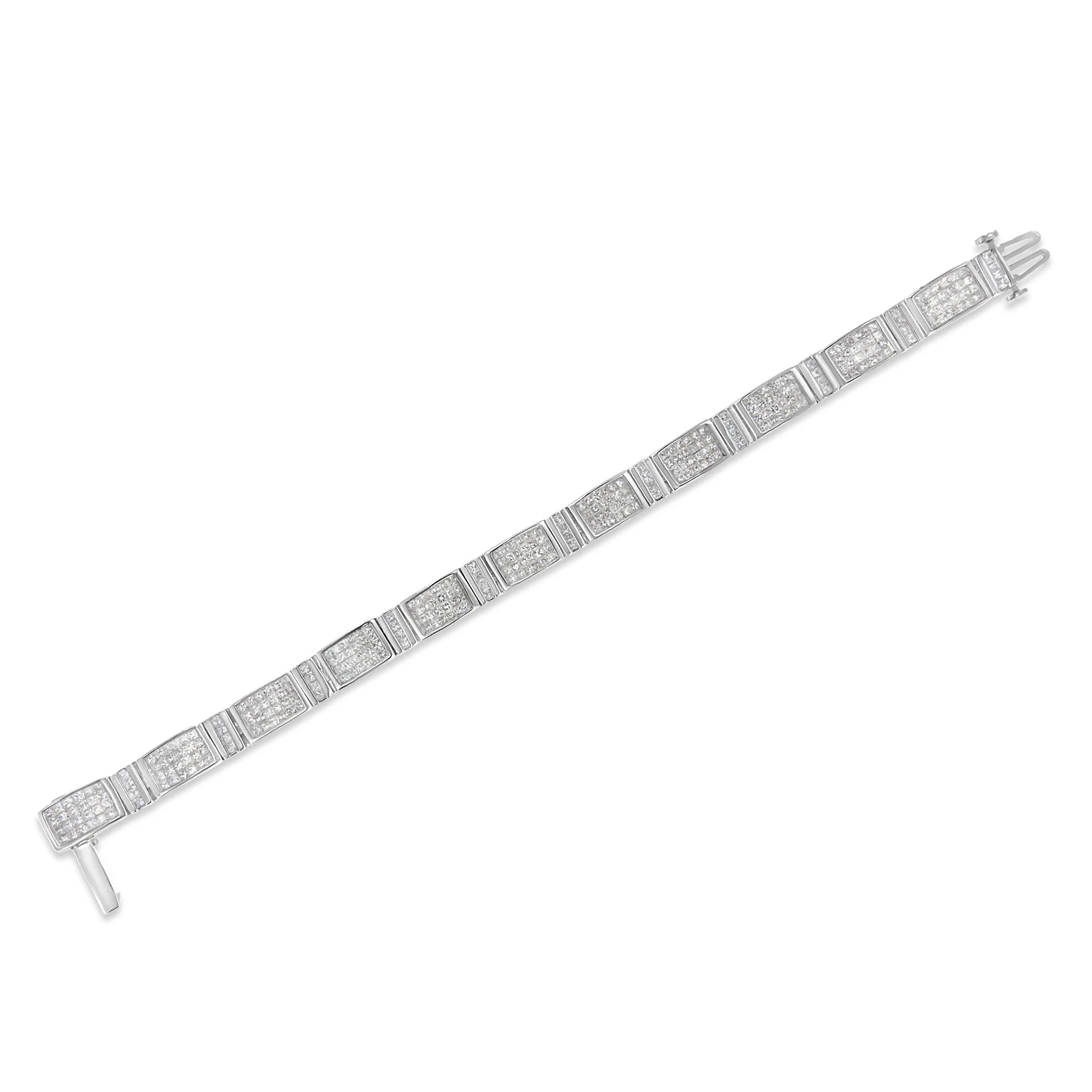 14K White Gold 7.0 Cttw Princess Cut Diamond 7" Alternating Vertical and Horizontal Rectangular Link Tennis Bracelet (H-I Color, SI2-I1 Clarity) - Image 8