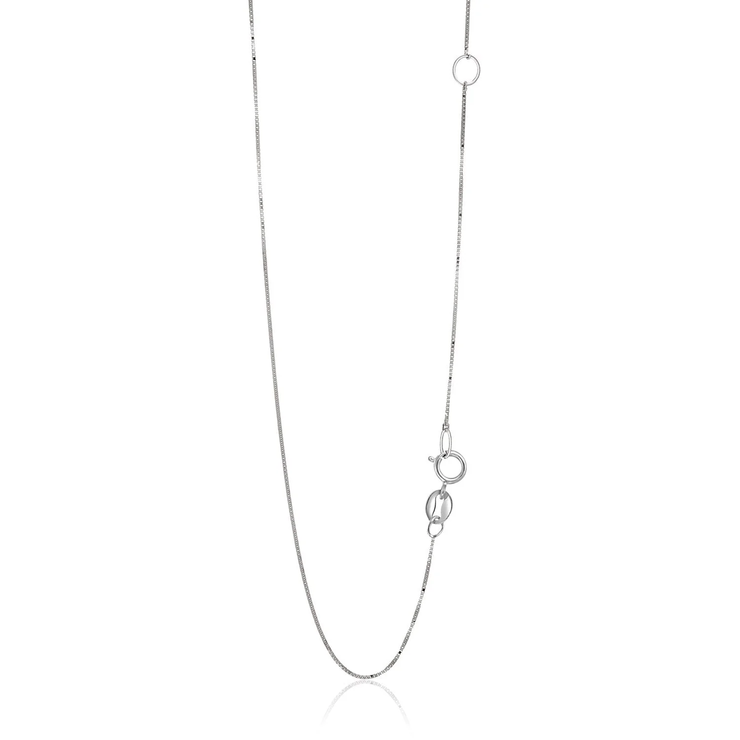 14k White Gold Adjustable Box Chain 0.6mm - Image 7