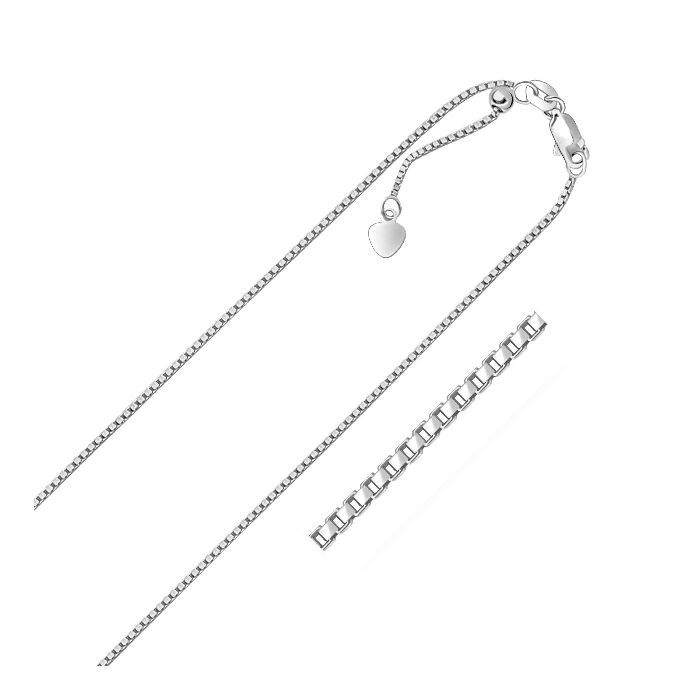 14k White Gold Adjustable Box Chain (1.10 mm) - Image 4