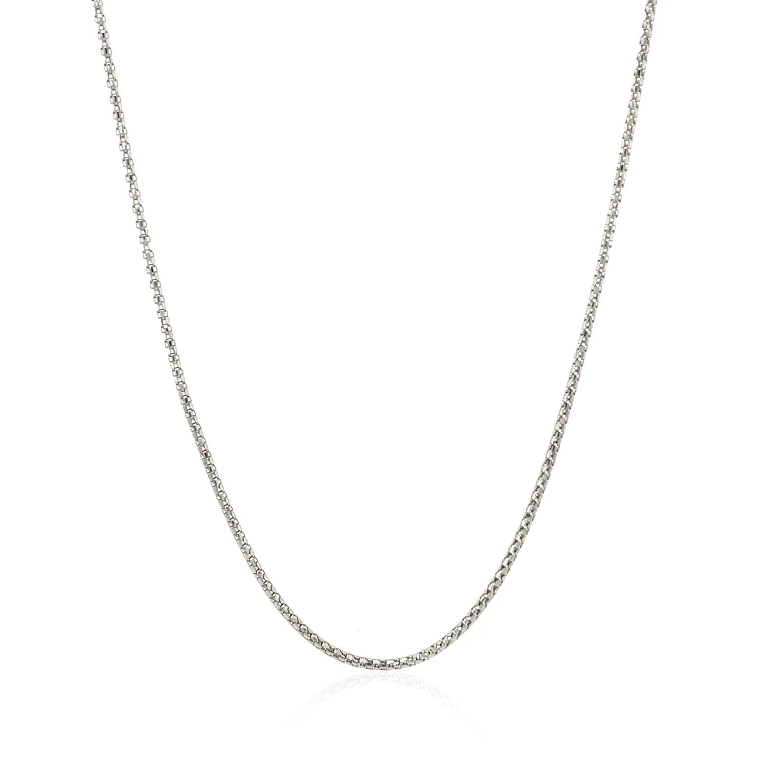 14k White Gold Adjustable Popcorn Chain 1.3mm - Image 2