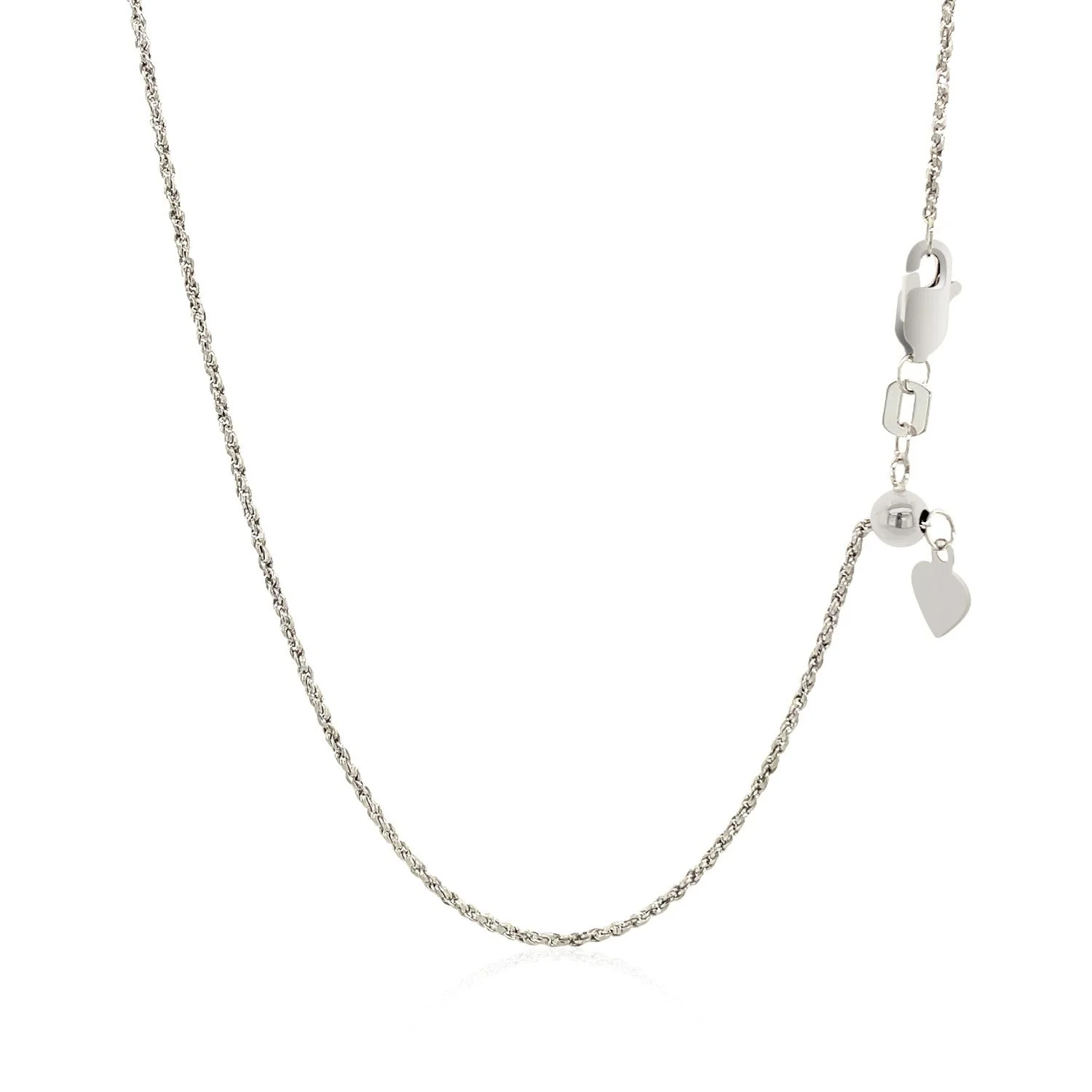 14k White Gold Adjustable Rope Chain 1.0mm - Image 3