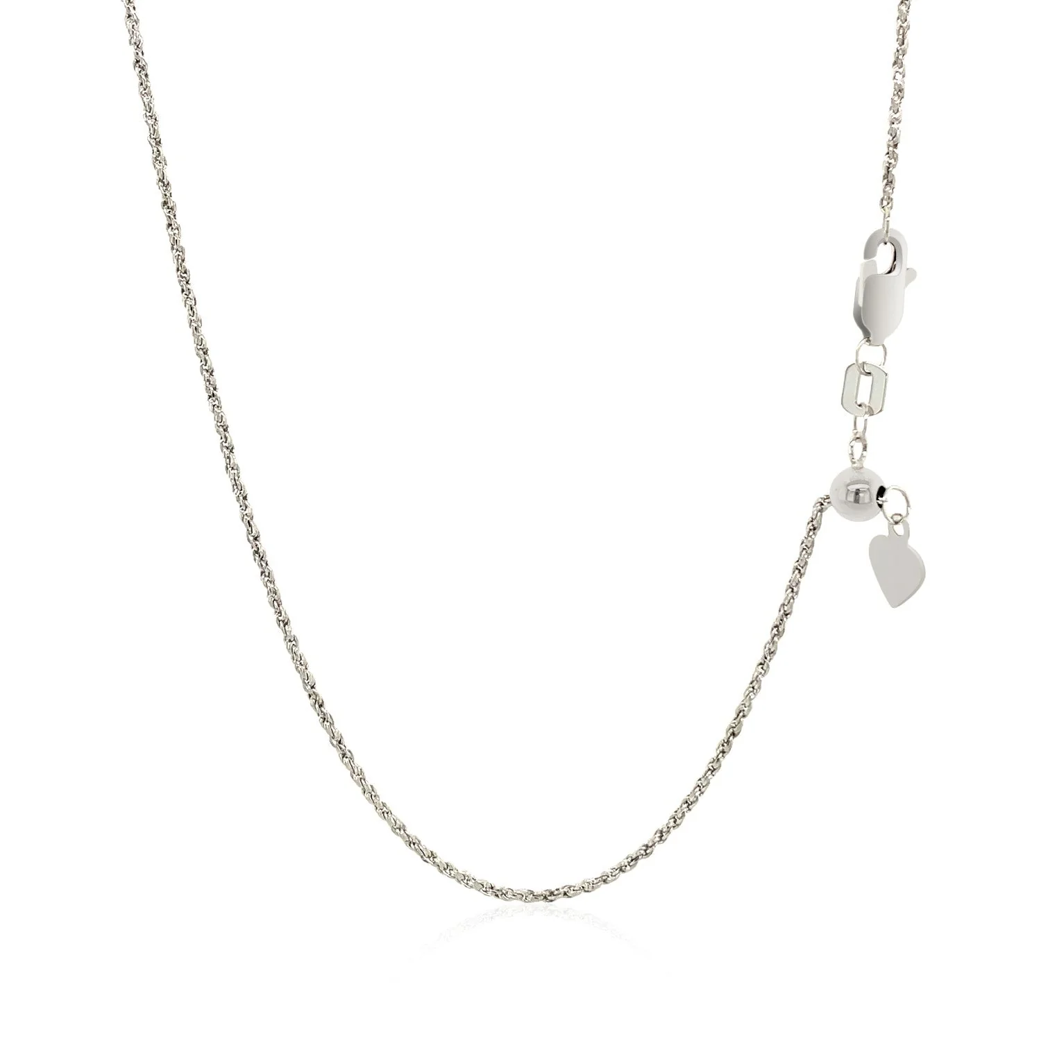 14k White Gold Adjustable Rope Chain 1.0mm - Image 8