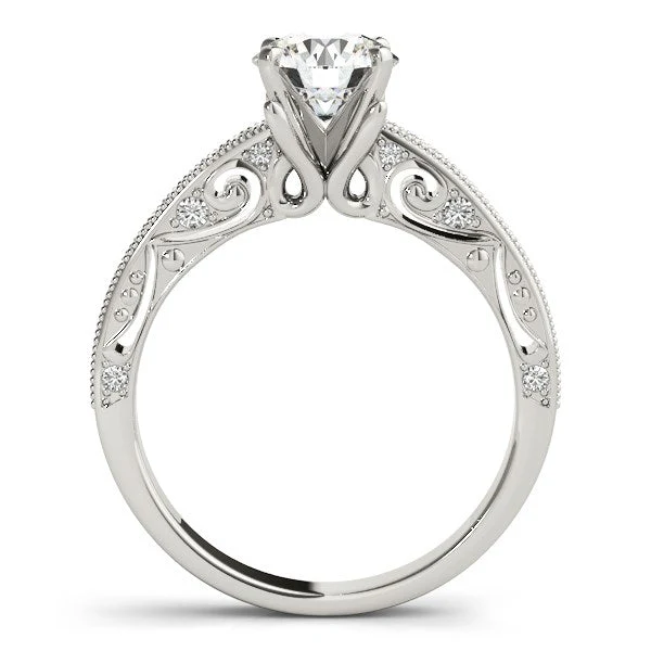 14k White Gold Antique Pronged Round Diamond Engagement Ring (1 1/8 cttw) - Image 4