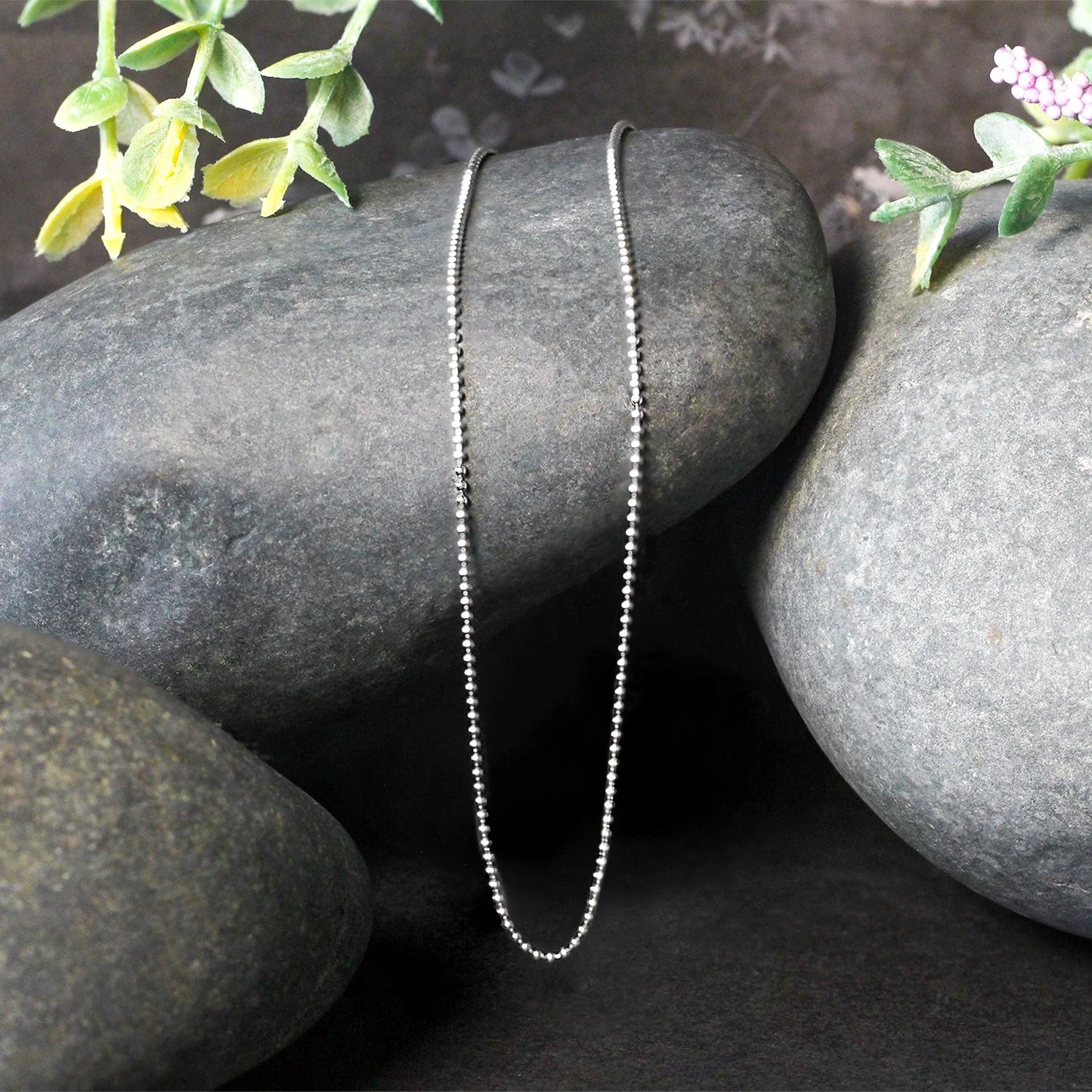 14k White Gold Bead Chain 1.0mm - Image 11