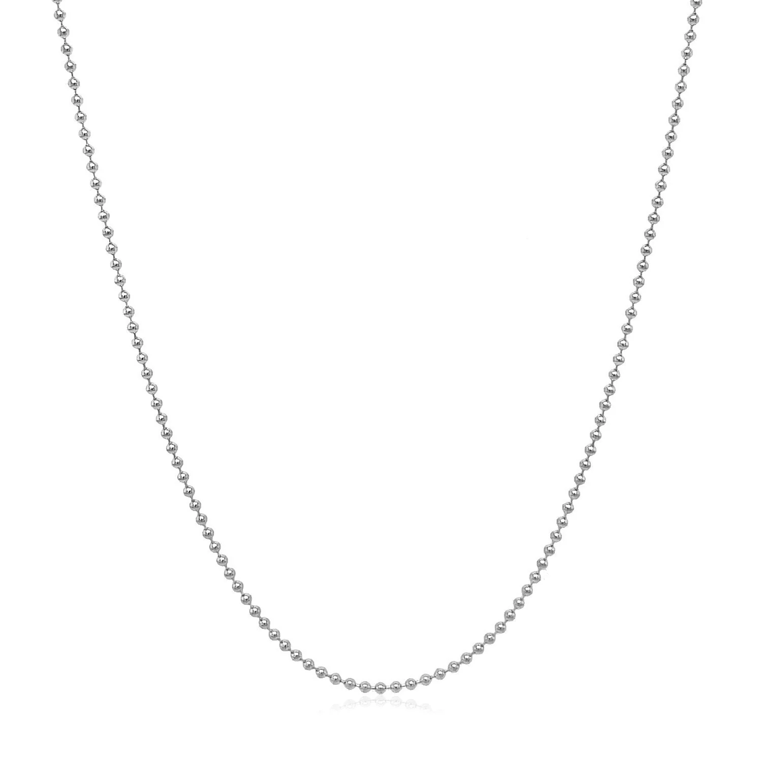14k White Gold Bead Chain 1.0mm - Image 2