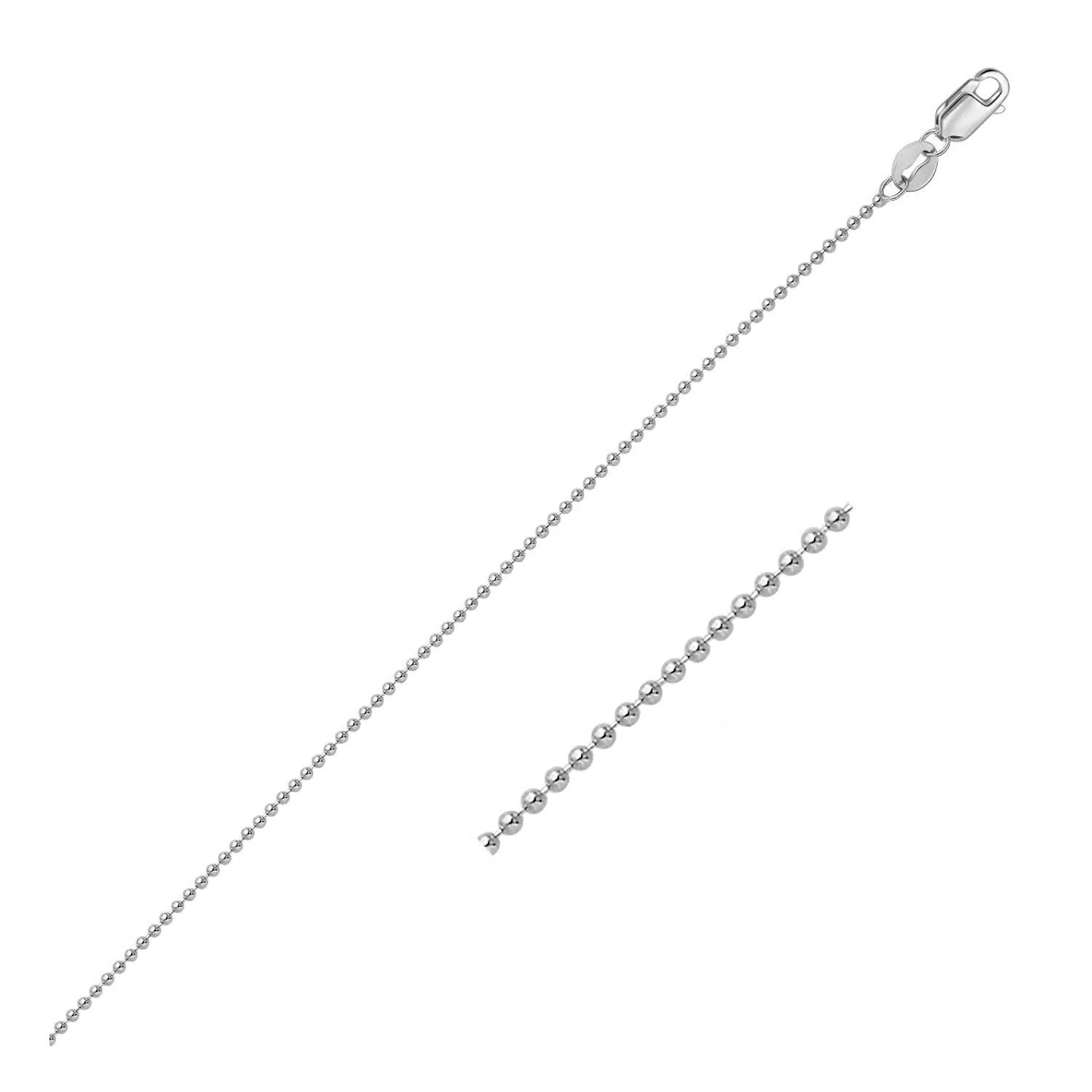 14k White Gold Bead Chain 1.0mm - Image 7